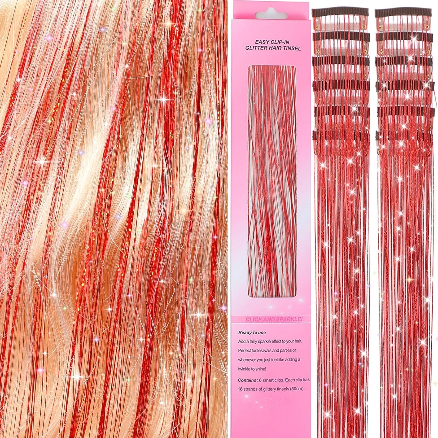 Hair Tinsel Kit - 18 Colors Holographic Hair Extensions | Heat Resistant Fairy Tinsel for Festivals & Parties