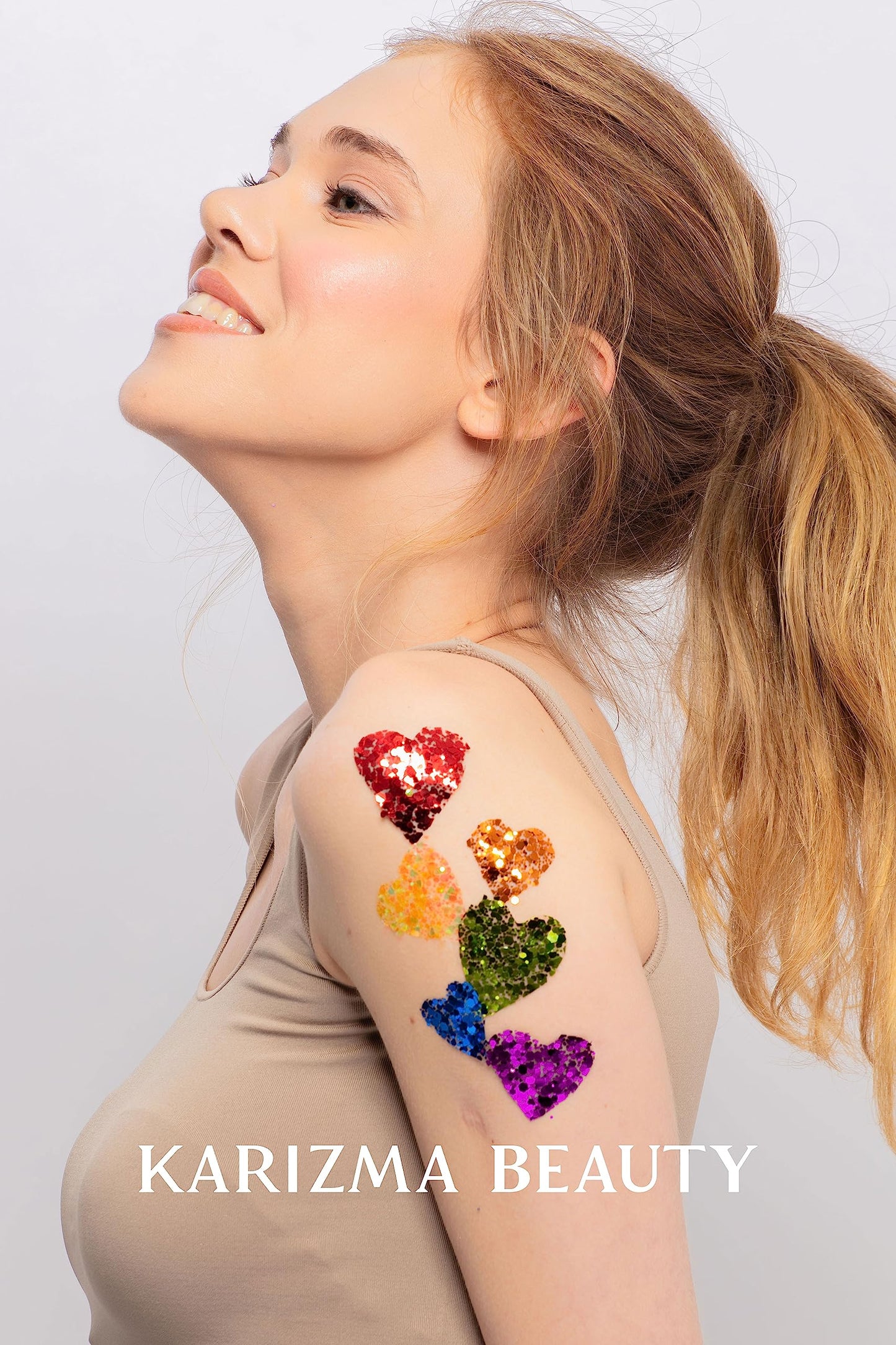 KARIZMA Love is Love. 6X 10g Chunky Face Glitter, Pride Rainbow, Hair Eye and Body Sparkles for Everyone. Rave and Cosmetic Makeup.