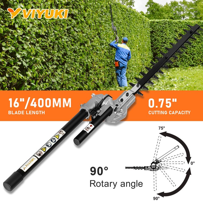 VIYUKI 16 in. Articulating Hedge Trimmer Attachment Universal for Compatible Troy-Bilt, Remington, Craftsman, Yard Machines, Yardman, Snapper, Bolens, Murray, Ryobi, Greenworks, Kobalt