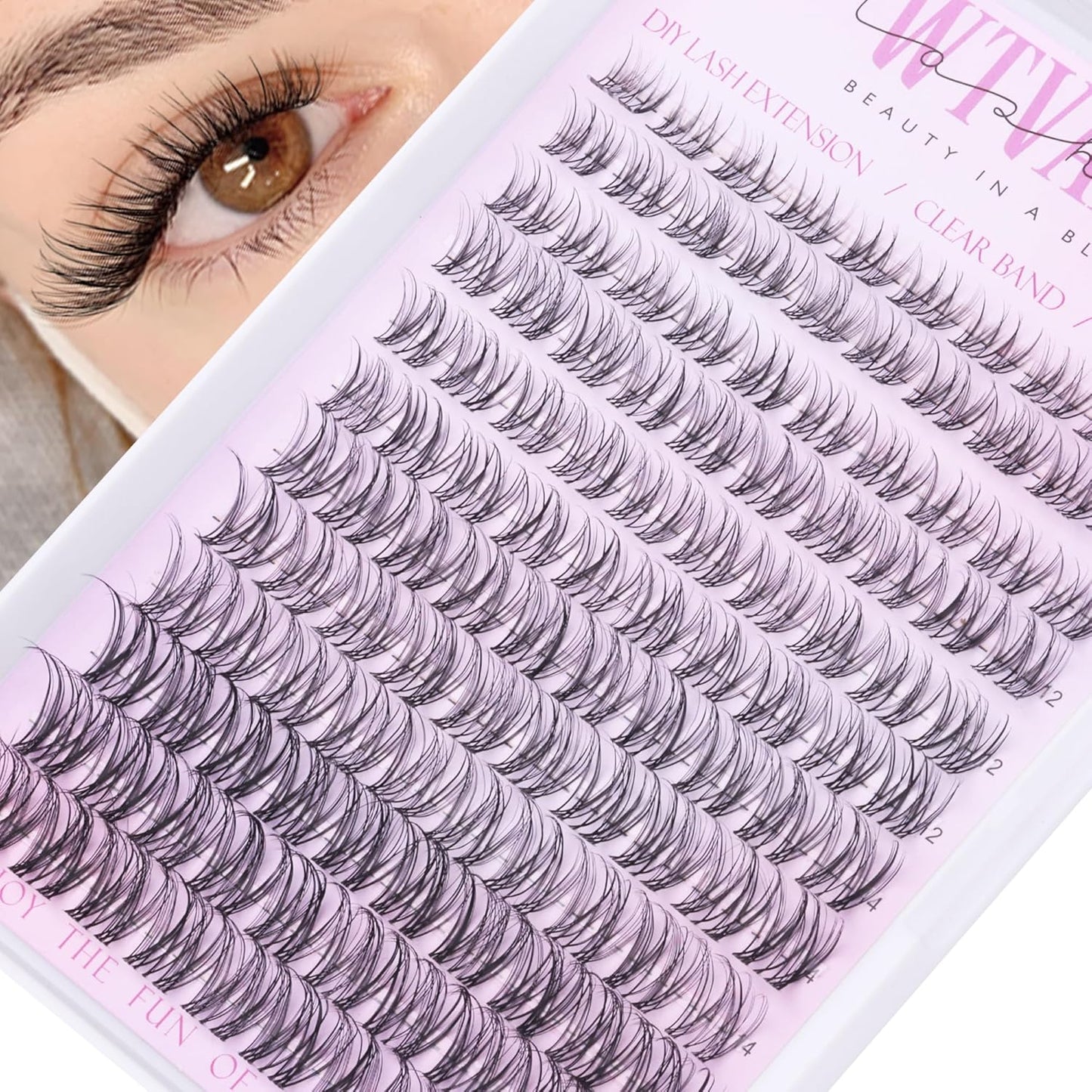 Natural Lash Clusters | Venus Wispy Eyelash Extensions - Invisible Thin Band, 8-16mm DIY Individual Lashes for a Natural Look