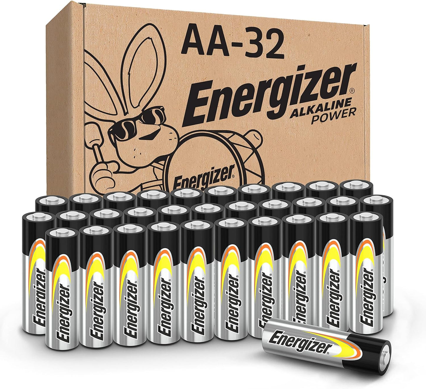 Energizer AA Batteries - Alkaline Power 32 Count Double A Battery Pack | Long-Lasting Performance