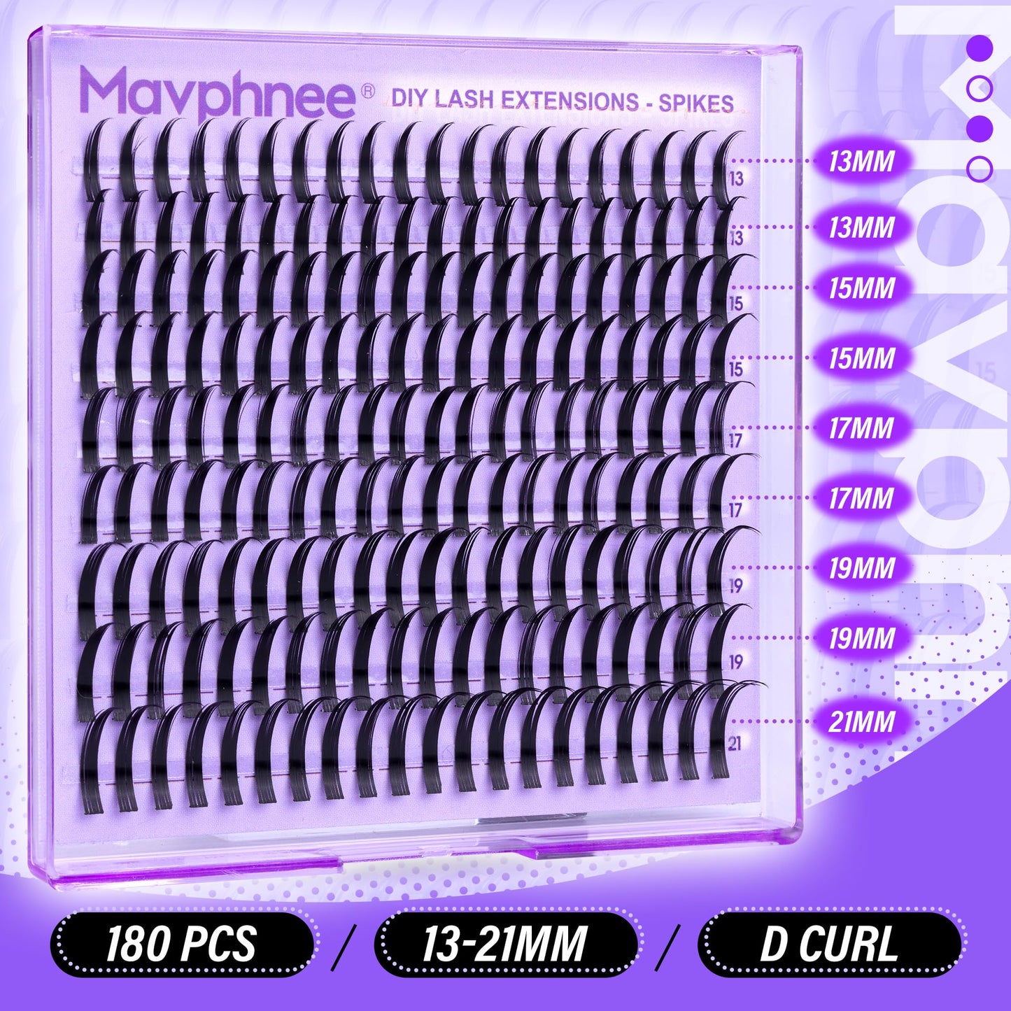 Mavphnee Lash Spikes Manga Lashes Extensions Anime Lash Clusters Spiky Eyelash Individuals 13-21MM Long Cluster Eyelash Extensions D-Curly Fairy Individual Cluster Lashes Pack 180Pcs