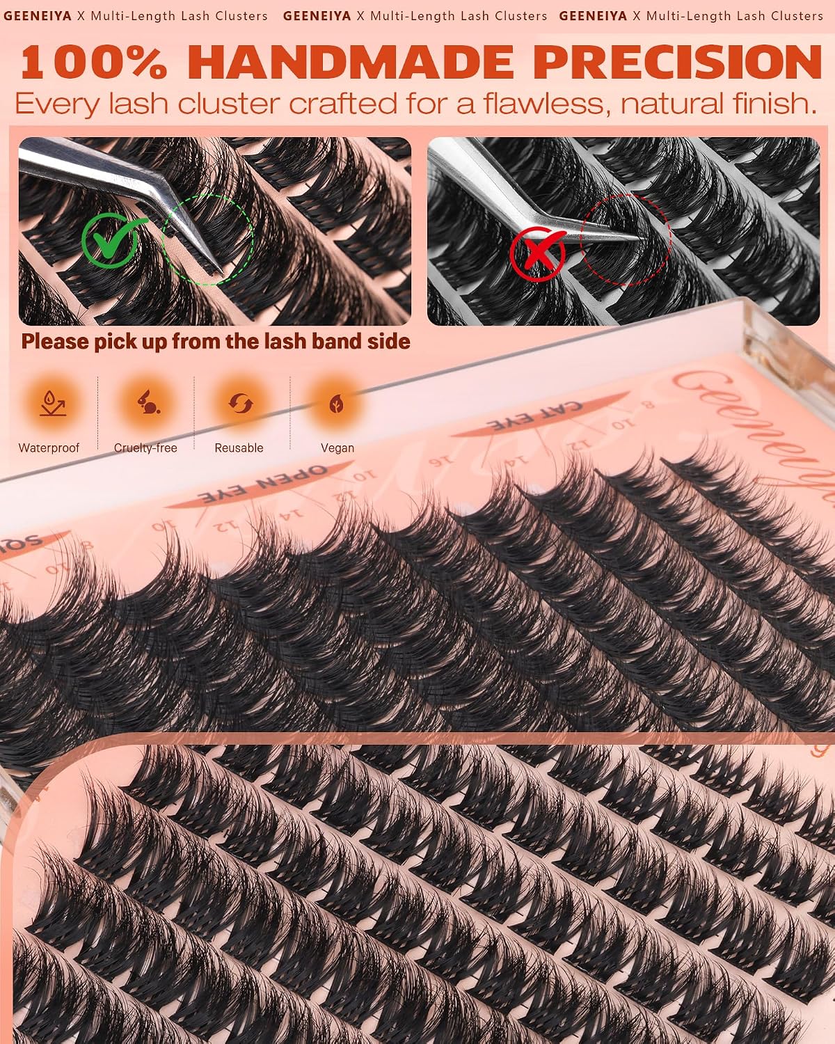 Fluffy Lash Clusters - 3D C Curl Eyelash Extensions for Salon-Quality Lashes | 8-16mm Natural Length