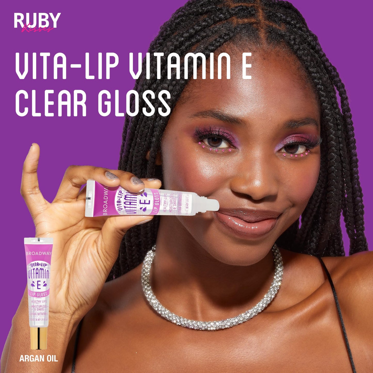 Ruby Kisses Broadway Vita-Lip Clear Lip Gloss (Vitamin E 48 Pack), Ultra-Hydrating & Soothing Formula with Multi-Vitamin Oils, High-Shine Non-Sticky Finish, Healing Lip Balm for Healthy Lips