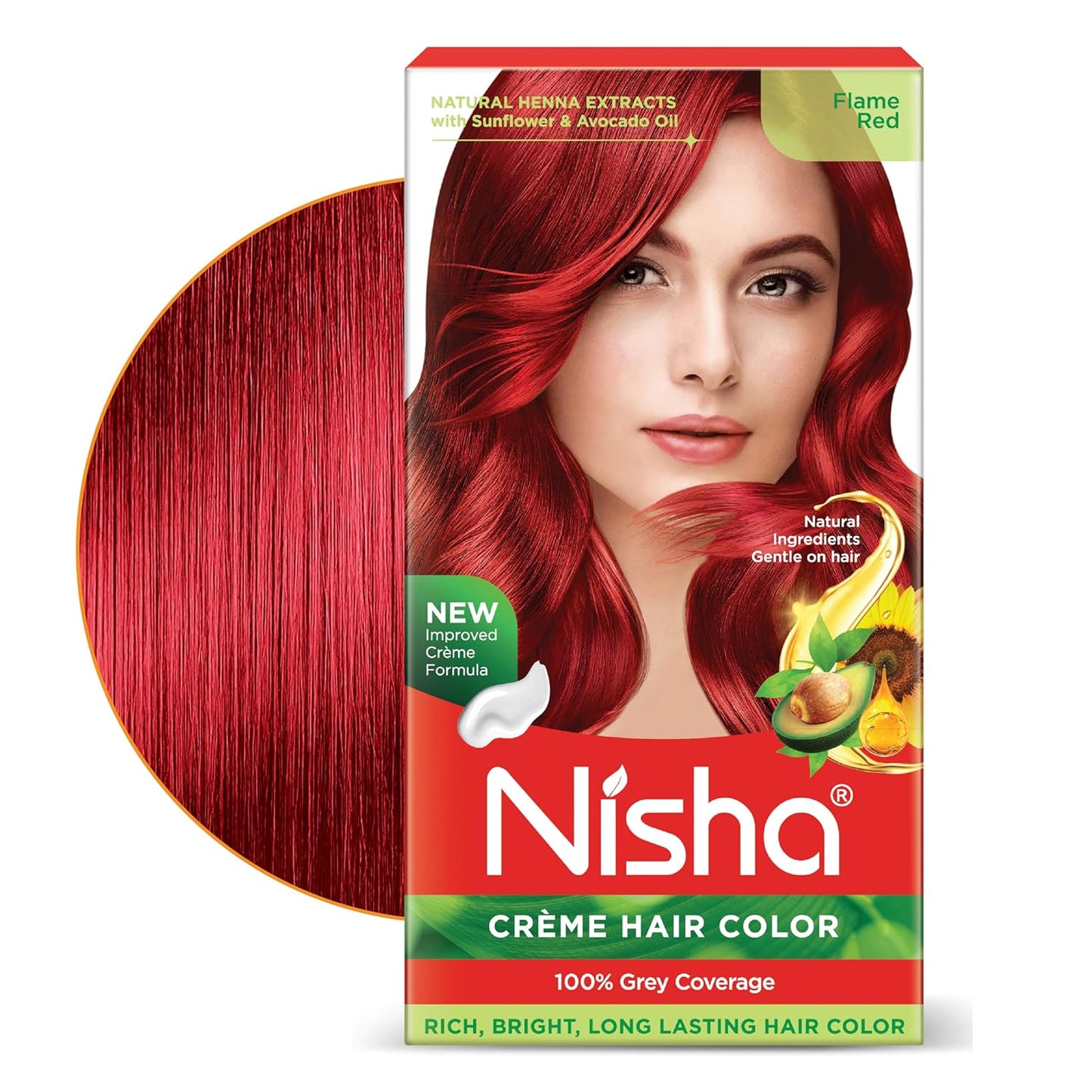 Nisha Creme Hair Color - Permanent Flame Red Hair Dye | 5.07 Fl Oz, Single Pack