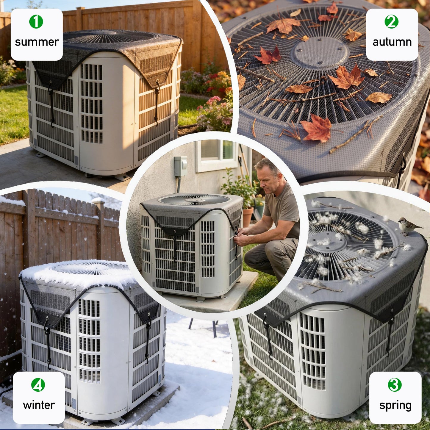 Moorrlii Air Conditioner Cover, AC Cover for Outside Unit with Zipper & Air Vents, Waterproof, UV Resistant, Universal Fit for Most Central Air Conditioner Condensers (Black-basic, 36'' x 36'')
