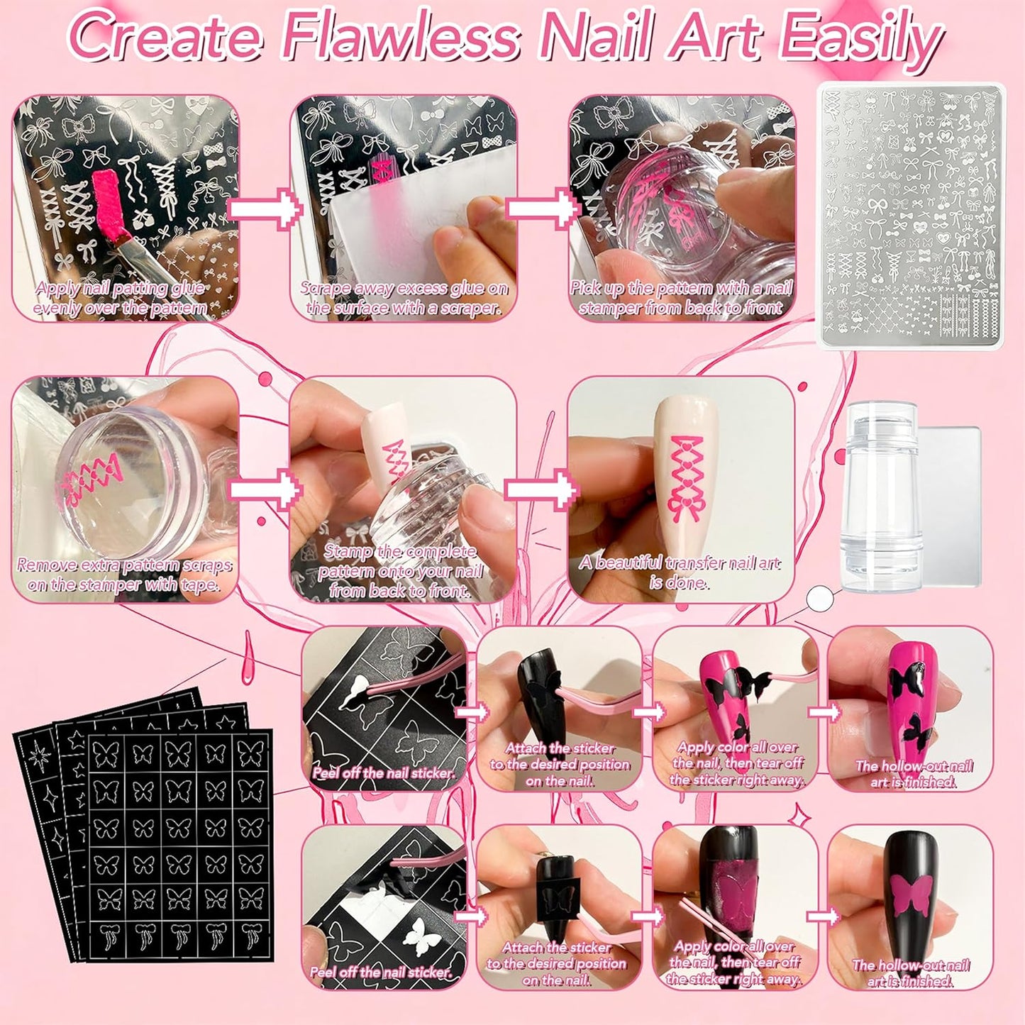 Ombre Nail Gradient Painting Gel Kit - 57 Colors Sponge Paint & Tools for French Manicure | Blush Blooming