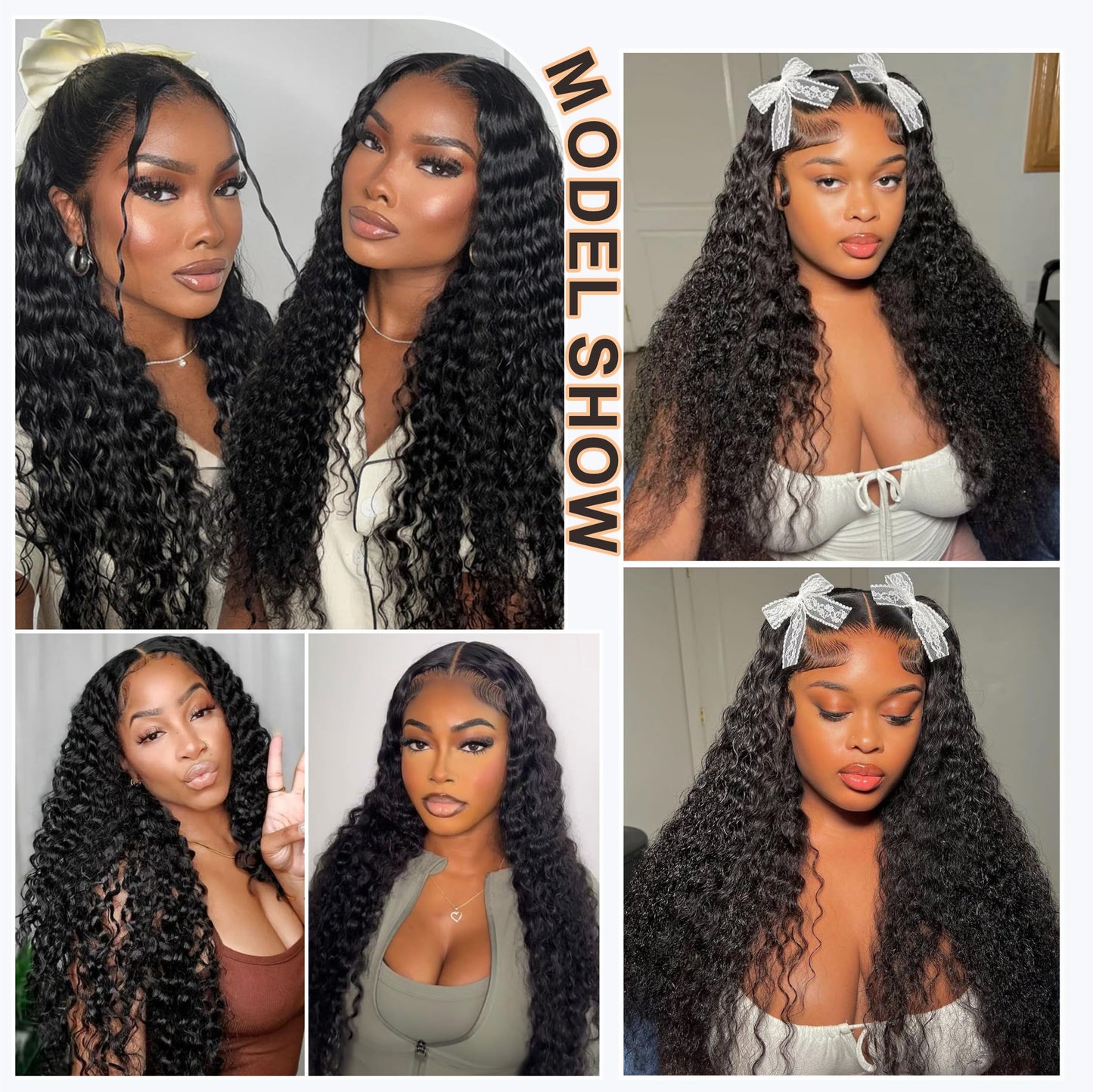 Deep Wave Bundles with Closure (20" 22" 24"+18") Deep Curly 3 Bundles and 5x5 HD Lace Closure 12A Wet and Wavy Brazilian Unprocessed Human Hair Extensions Double Weft Quick Weave Bundle for Women