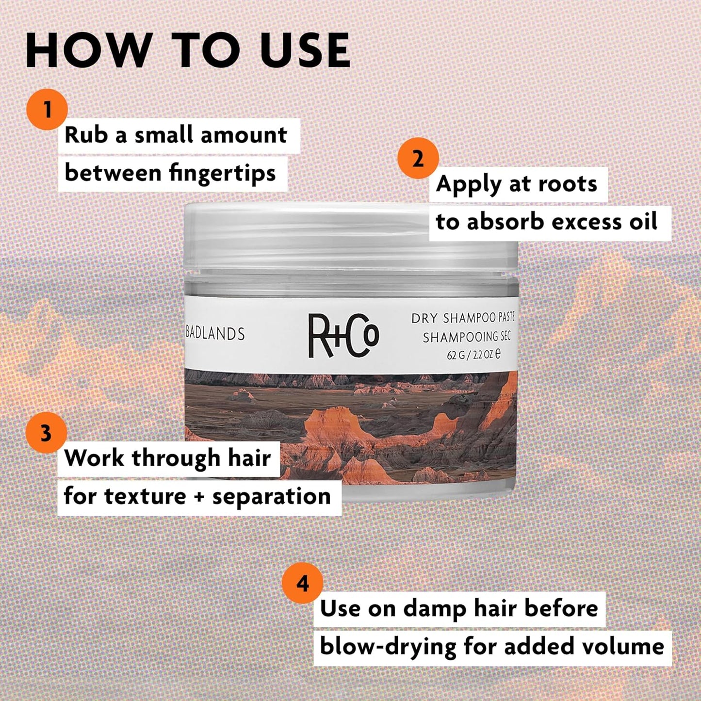 R+Co Badlands Dry Shampoo Paste - Texturizing Styling Paste for Oily Hair | Matte Finish, 3.5 oz