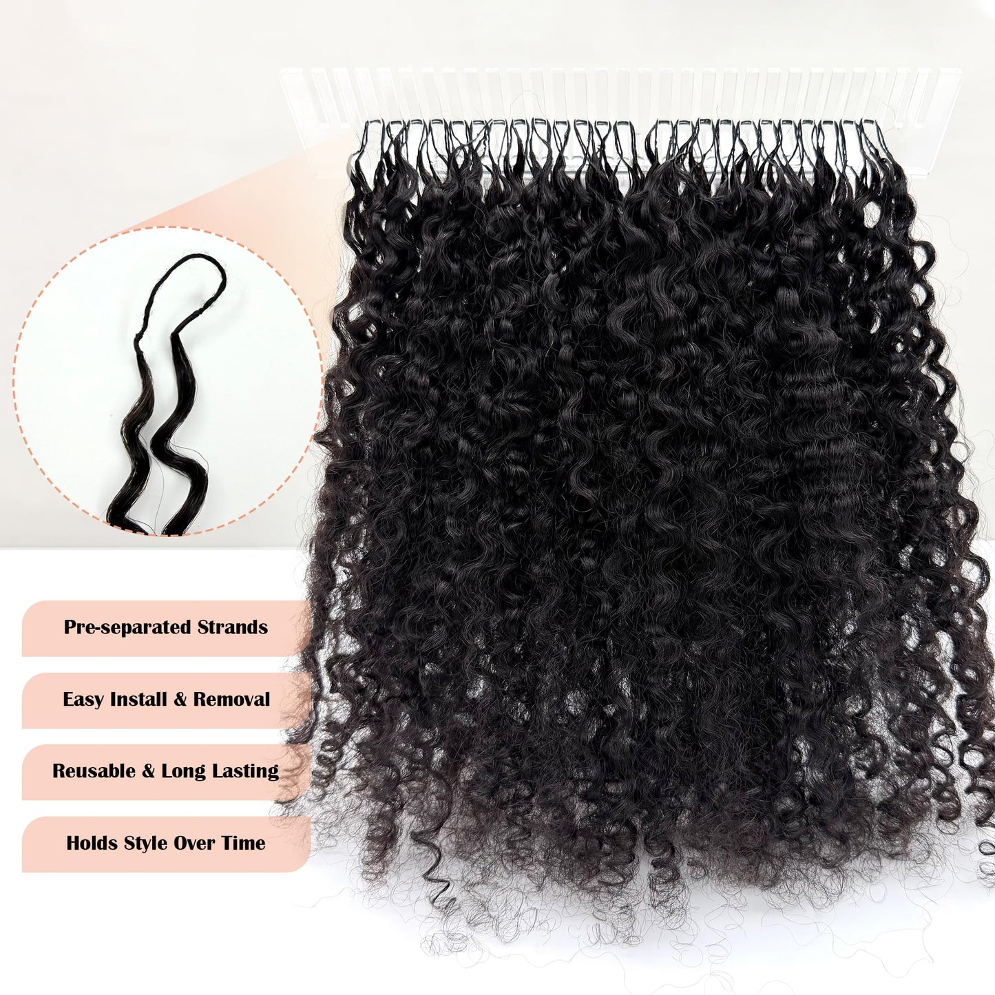 100% Human Hair Crochet Hair Burmese Curly, Pre-Looped & Pre-Separated Crochet Braids, Natural Black, Soft Lightweight, No Shedding, Tangle Free, Crochet Hair for Black Women 50strands 60g 20 Inch