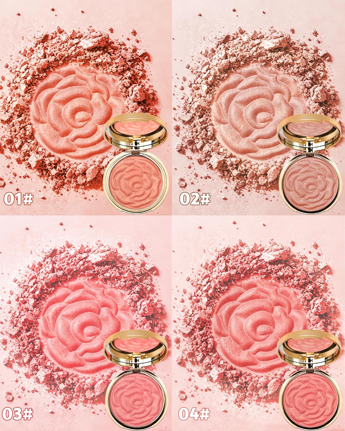 Silky Blendable Pink Blush - Natural Lightweight Powder for a Long-Lasting Glow | Blushing Palette for Mature Skin
