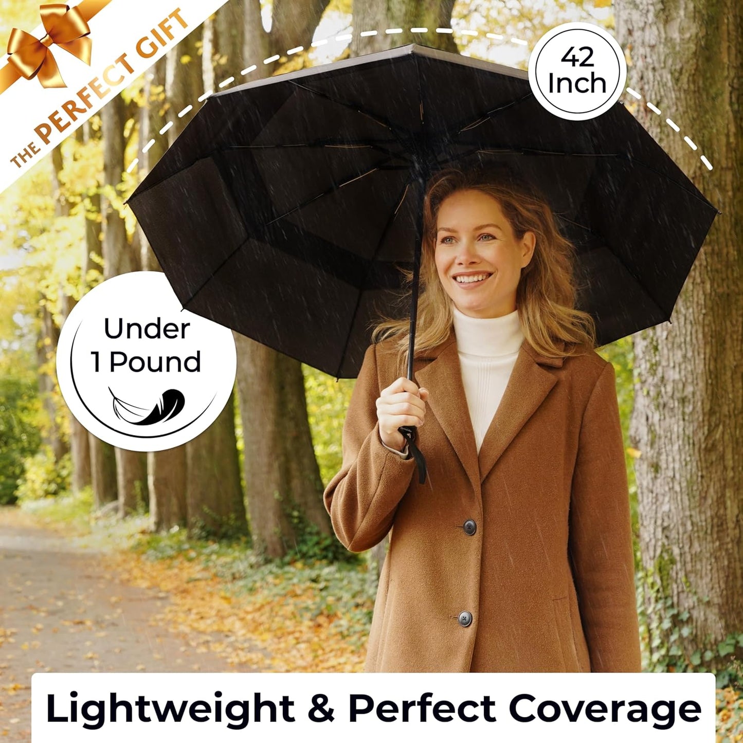 Strongest Windproof Travel Umbrella - Compact, 100MPH Tested | Lightweight, Automatic Folding, One-Handed Use