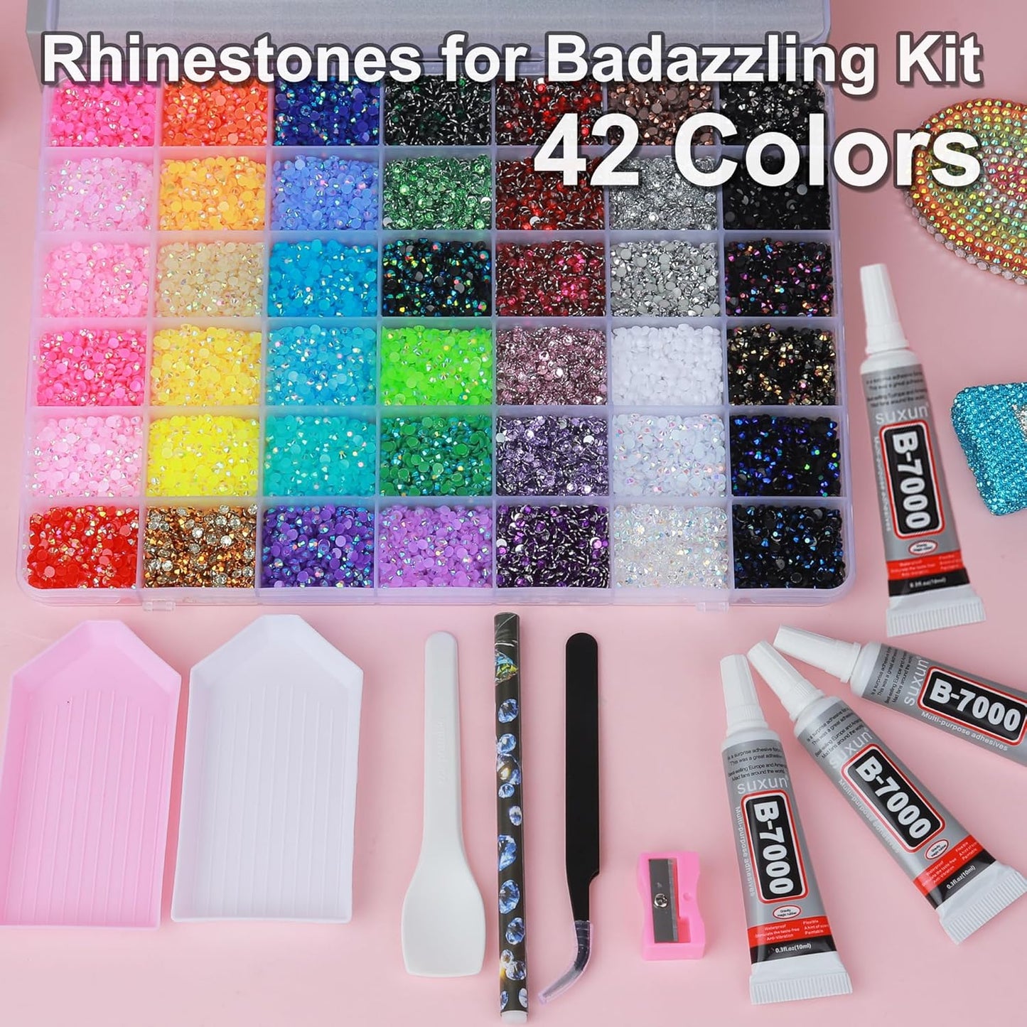 Rhinestones for Bedazzling - 40,000 Pcs 3mm Multicolor Flatback Gems & Tools | DIY Crafts Kit