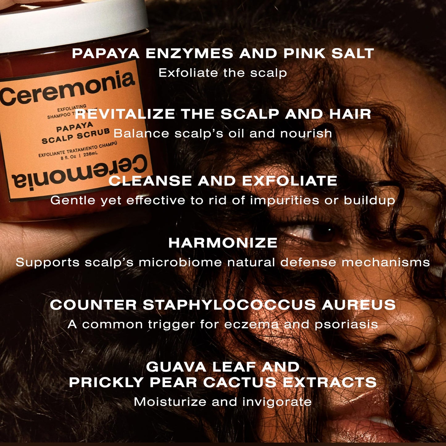 Ceremonia Papaya Scalp Scrub Exfoliating Shampoo Treatment | Exfoliates & Detoxifies Scalp with Papaya Enymes and Pink Salt | Removes Build Up, 8 fl oz