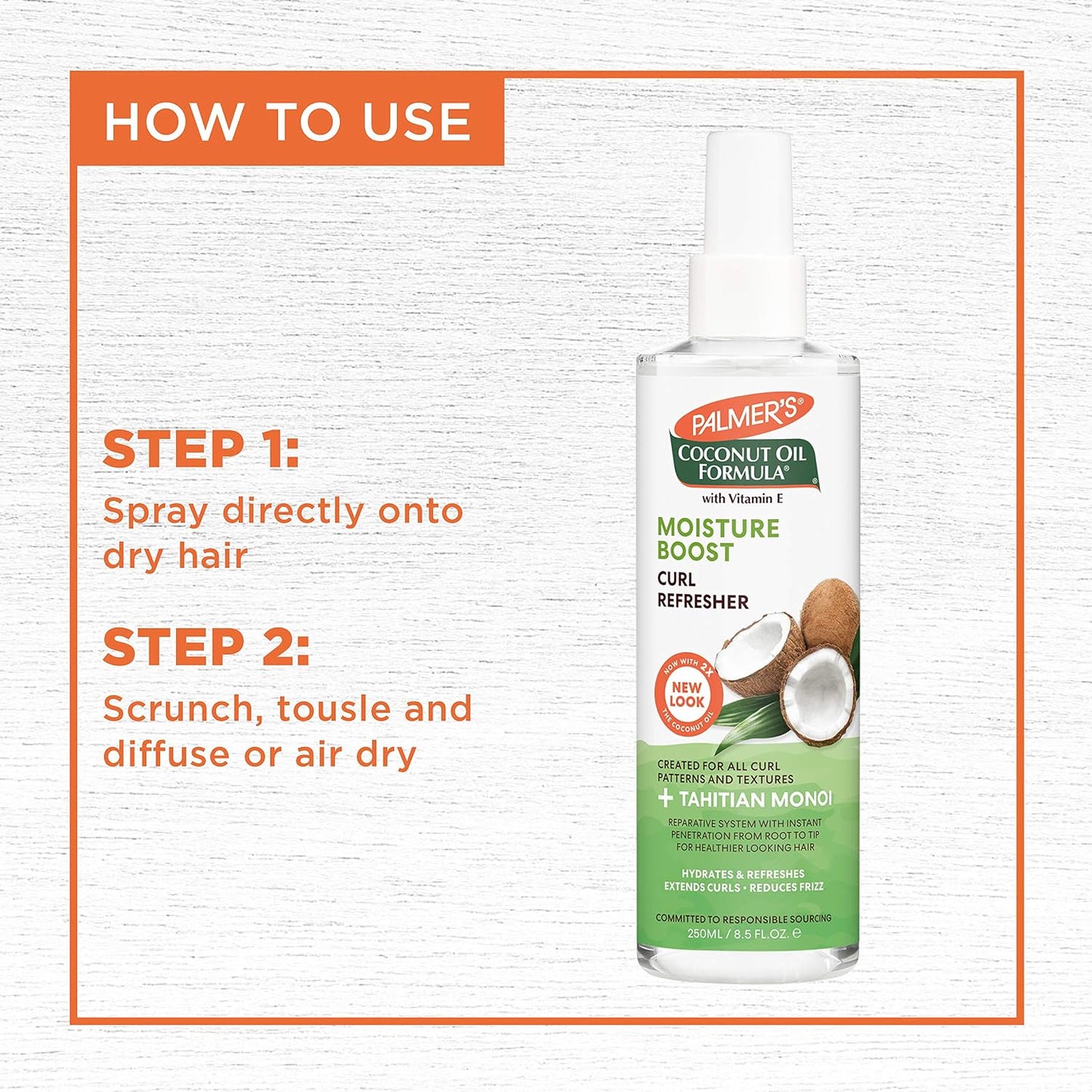 Coconut Oil Curl Refresher Spray - Moisture Boost Formula, 8.5 Ounce