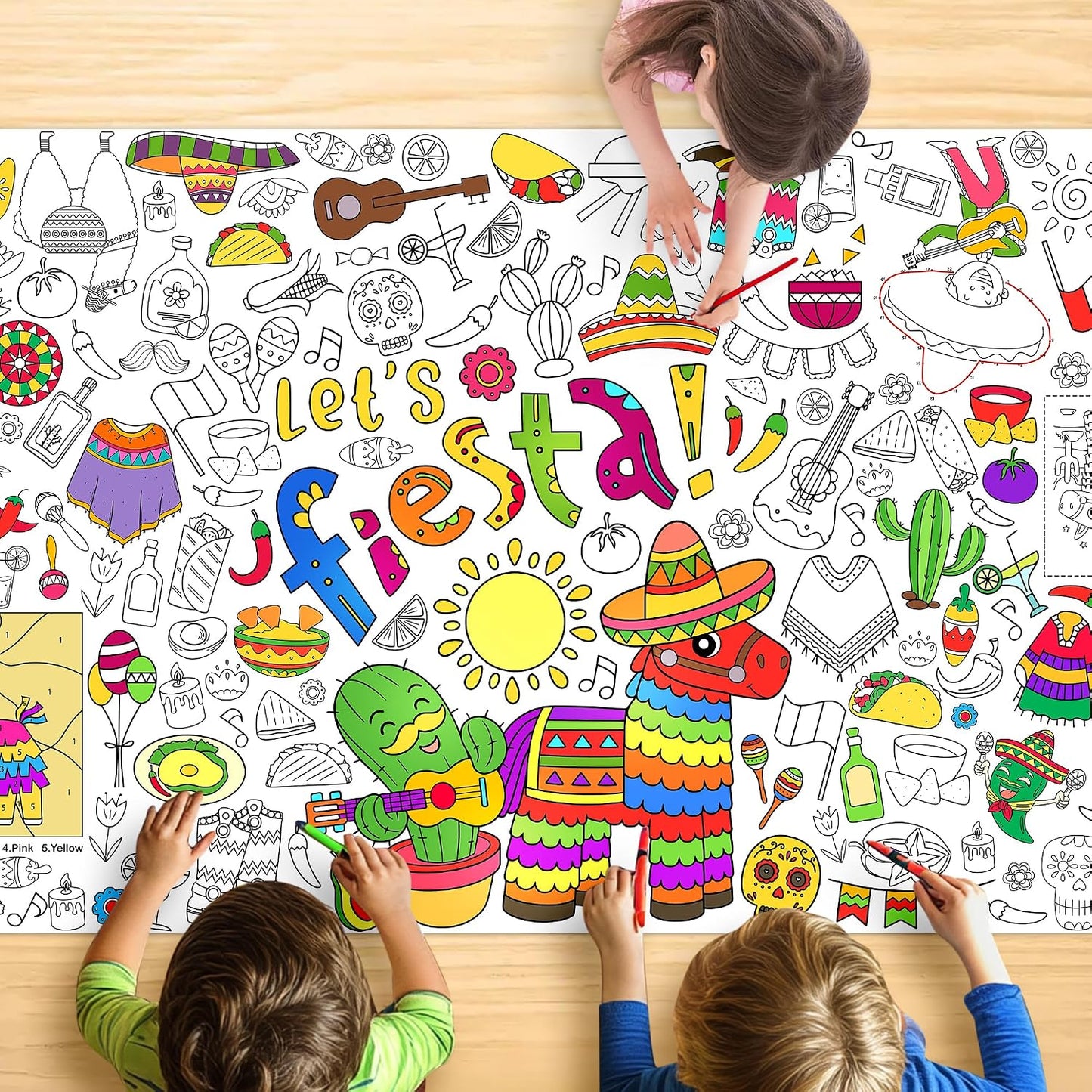Monster Truck Coloring Tablecloth - Large 30x72 Inch for Kids | Perfect for Birthday Parties & Classroom Fun