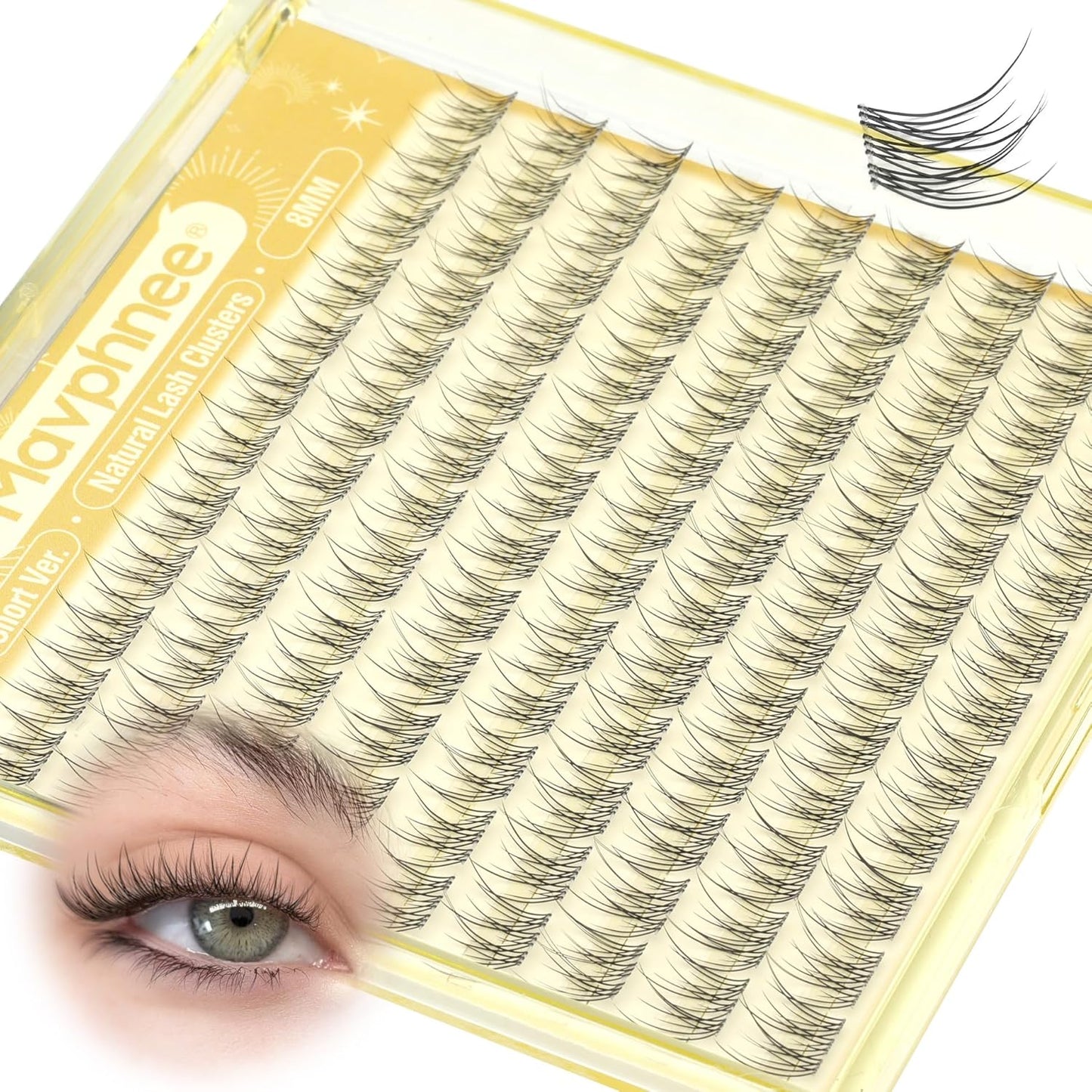 Natural Cluster Eyelash Extensions - Short Lash Clusters 8-10-12MM | CC-Curly Wispy Individual Lashes, 144 Pcs