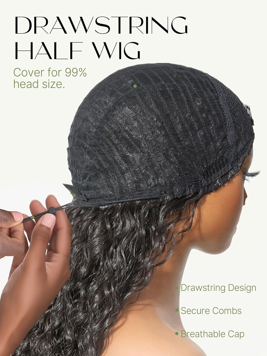 Curly Half Wig - 26 Inch Veralux™ Fiber Blend Human Hair | 200% Density Shaggy Waves Headband Wig for Women