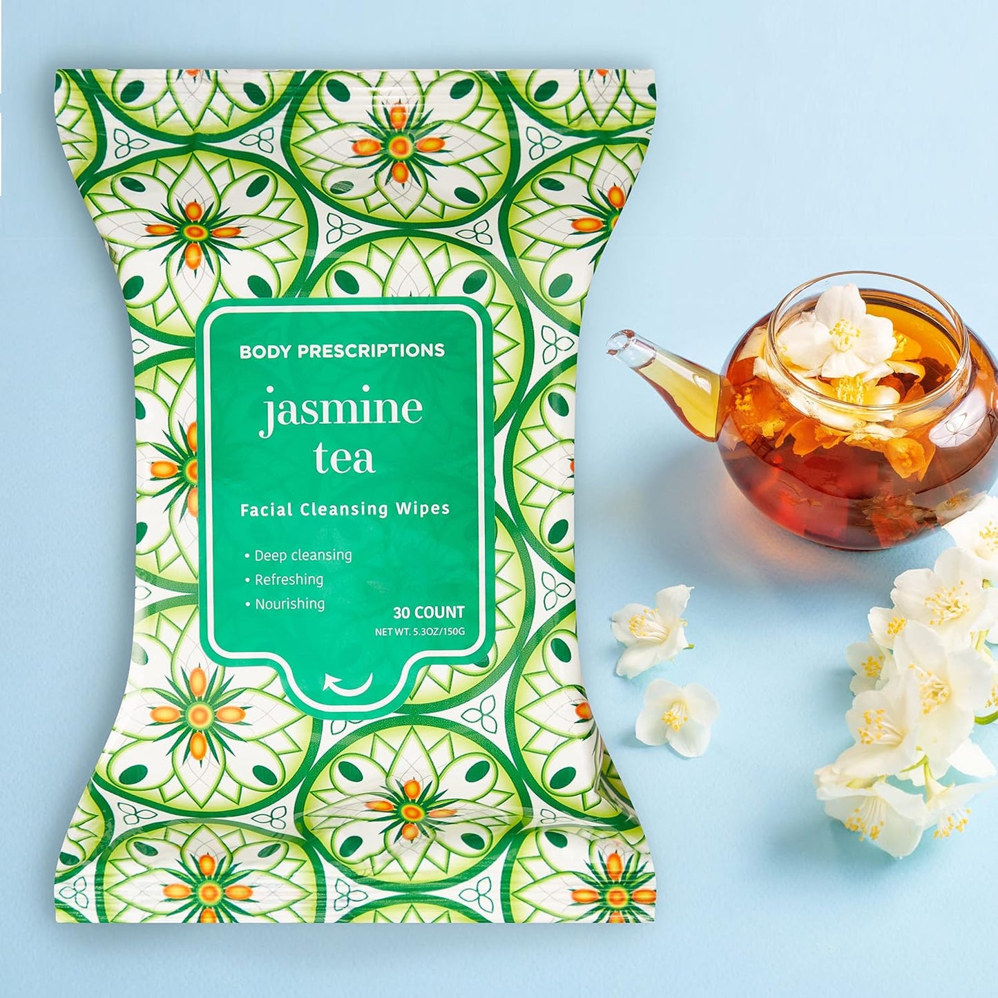 Makeup Remover Wipes - Gentle Cleansing Wipes for Easy Makeup Removal | Mandarin, Orchid, Grapefruit & Jasmine Tea - Bulk Pack