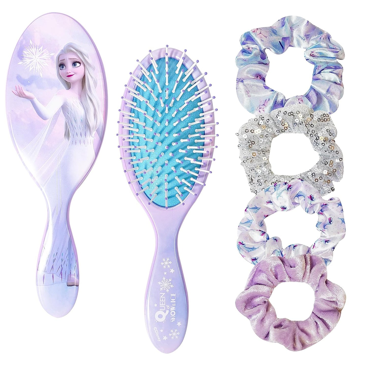 Barbie Hair Accessory Set - 5 Pcs Including 9-Inch Detangling Brush & 4 Colorful Scrunchies | For Ages 3+