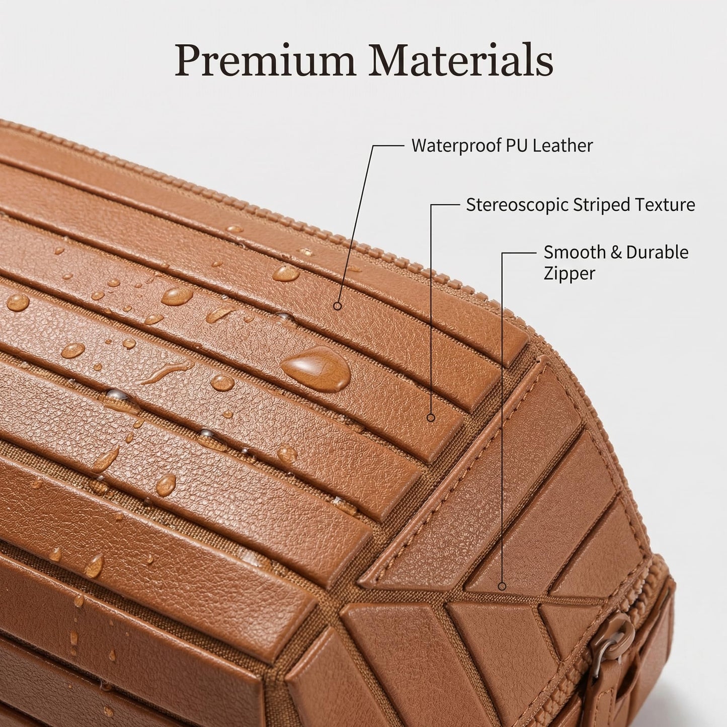Decumeby Travel Makeup Bag, Large Capacity Fold Down Cosmetic Bag for Women, Waterproof PU Leather, Pull Open Toiletry Bag with Compartments, for Skincare, Brushes & Travel Essentials (Brown)