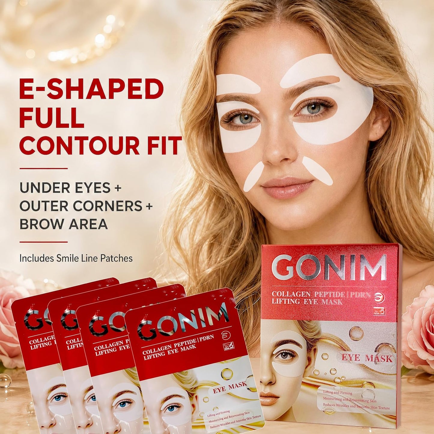 Under Eye Patches for Puffy Eyes & Dark Circles - Collagen Hydrogel Eye Mask | Caffeine & Retinol, 8 Pairs