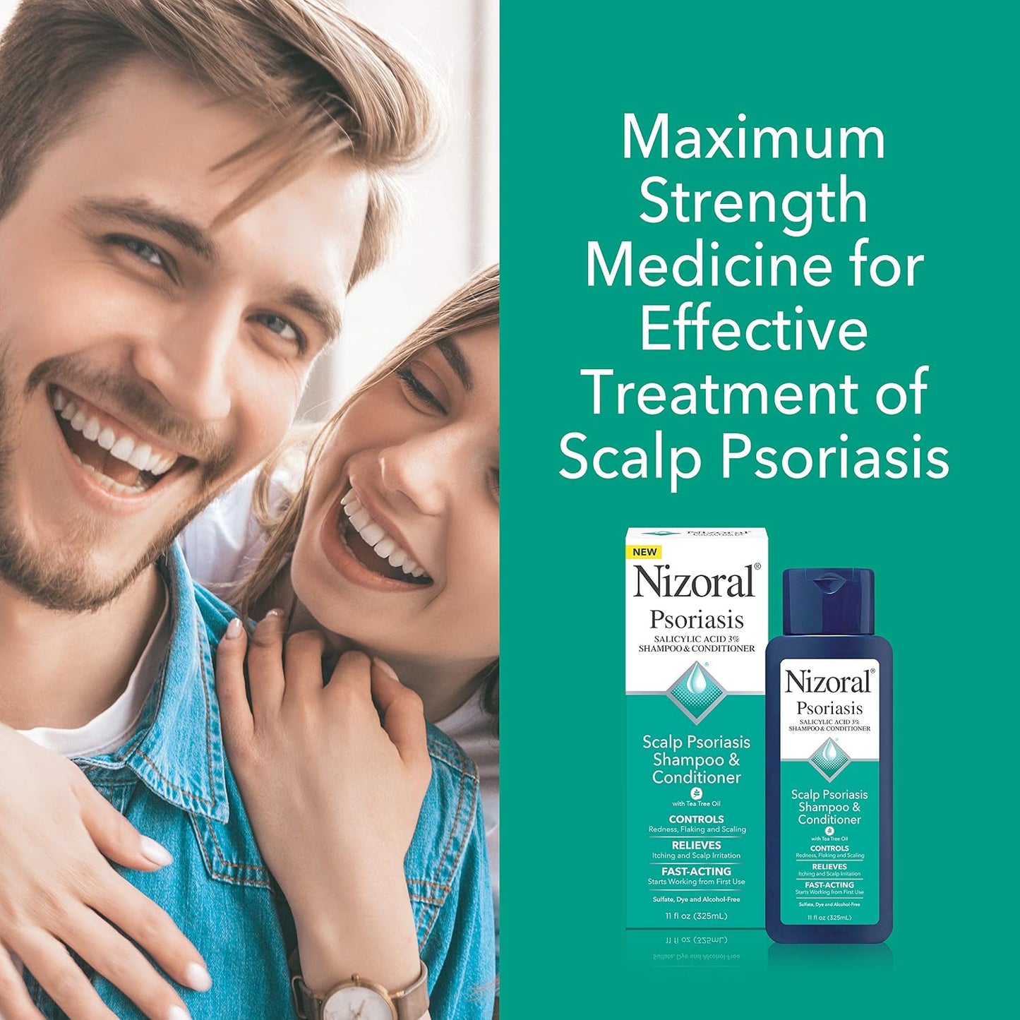 Nizoral Psoriasis Shampoo & Conditioner - Gentle Scalp Treatment for Itching & Flaking | 11 Oz, Salicylic Acid & Tea Tree Oil