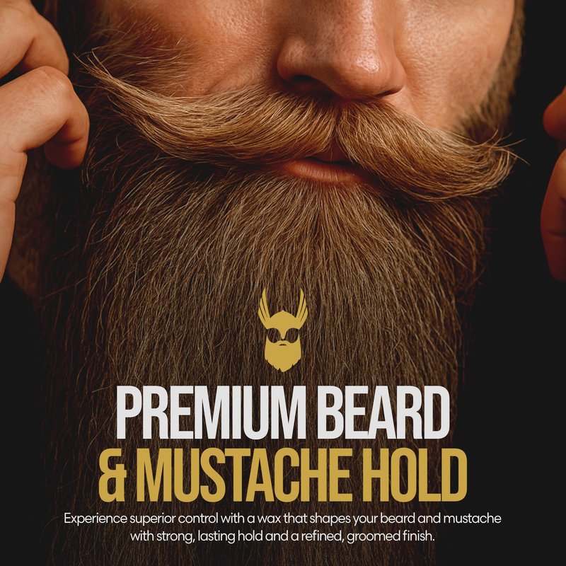 Gentlemen's Beard & Mustache Wax for Men by Beard Struggle - Viking Beard Wax Helps to Tame Style & Groom - Gold Collection - Valhalla's Gates - Moustache Wax, 50g / 1.76 US. oz.