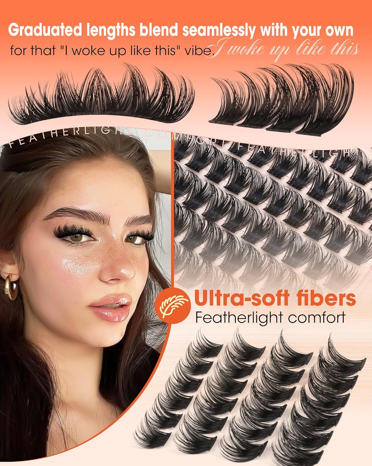 Fluffy Eyelash Clusters - Natural Wispy Manga Lash Extensions | DIY CD Curl 10-16mm Individual Lashes