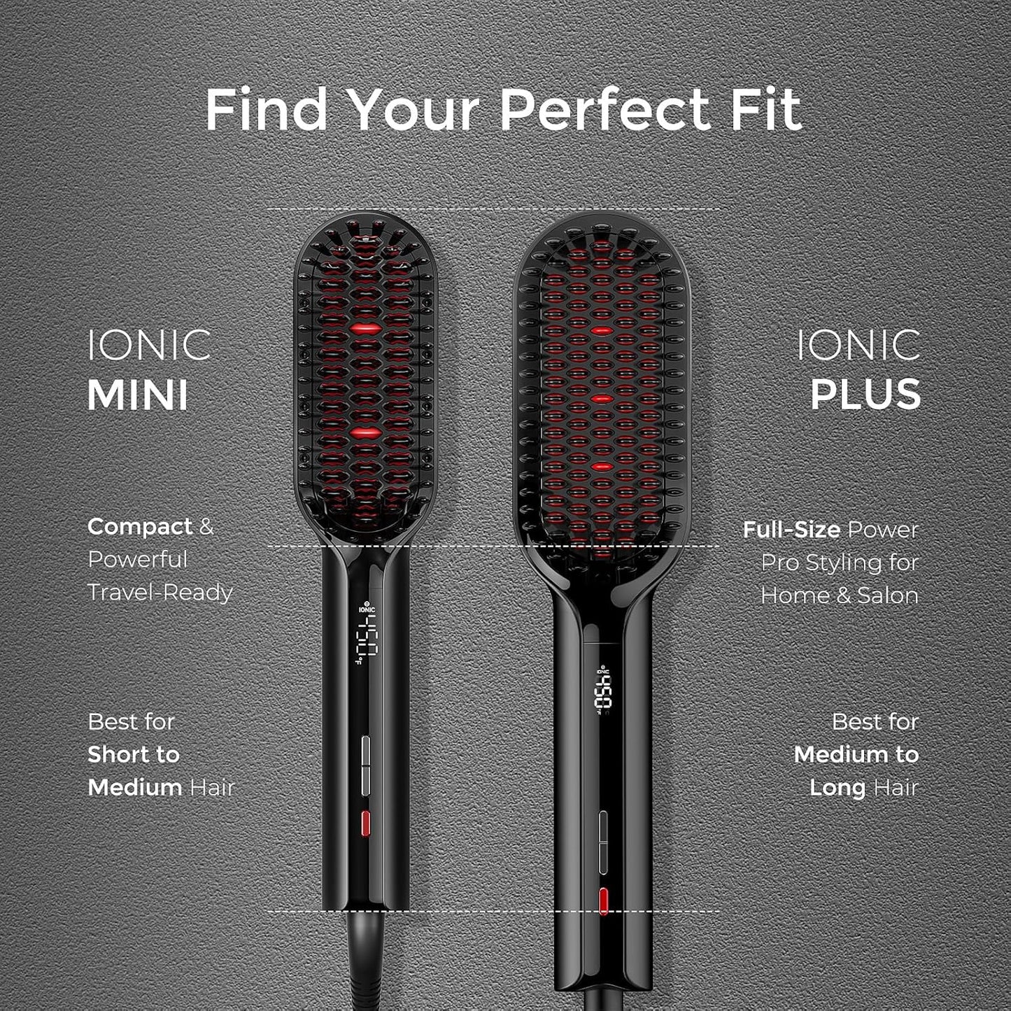 Tymo Hair Straightener Brush - Ionic Compact Styling Tool for Women | Lightweight, Fast Heat, Black