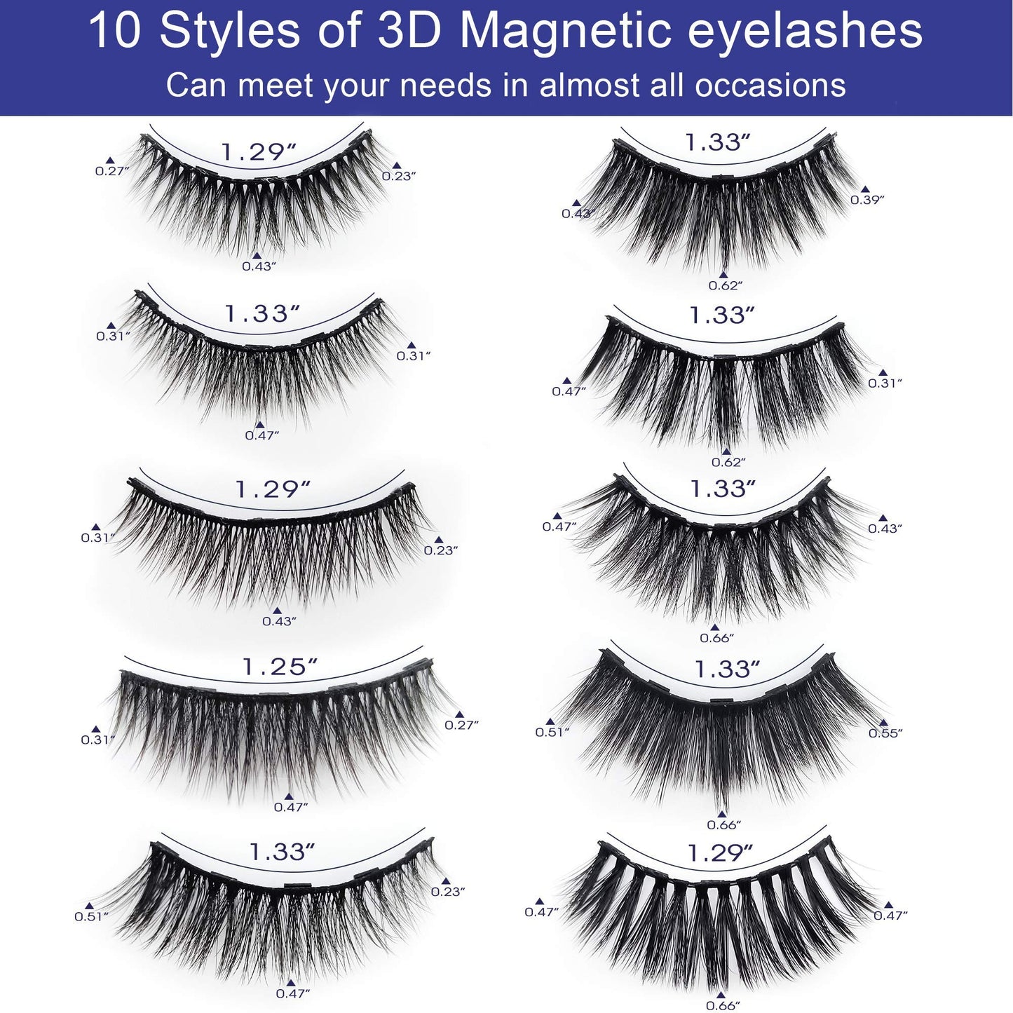 Alcastar Magnetic Eyelashes with Eyeliner Kit, Synthetic Fiber, Natural Look, Waterproof, No Glue Required (Black36)