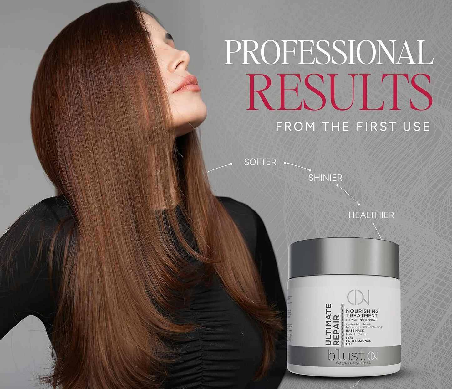 Collagen & Keratin Hair Mask - Deep Conditioning for Damaged Hair | 500ml with Bamboo & Avocado Oil