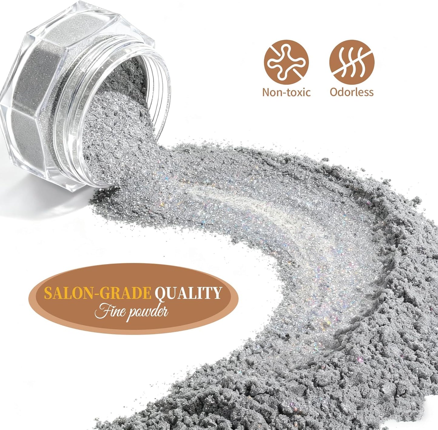 Chrome Nail Powder Kit - 24 Jars Magic White Pearl & Metallic Colors for Stunning Nail Art | Holographic Pigment for Resin Crafts