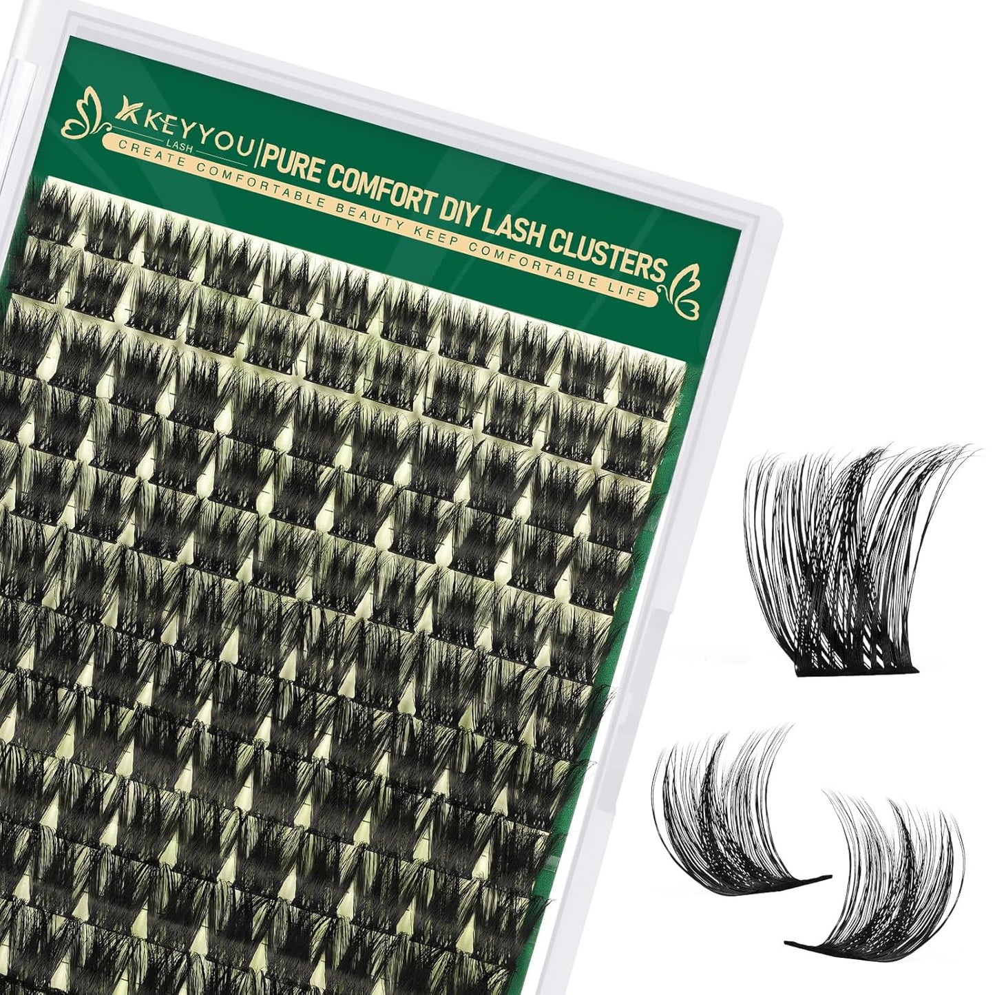 KEYYOU Eyelash Clusters - 132pcs D Curl DIY Lash Extensions | Thick, Soft, Wispy Mix (10-18mm)