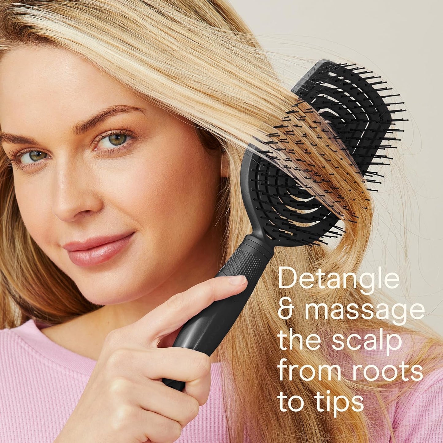 Conair Scalp Care Detangling Hairbrush | Curly Hair Brush & Scalp Massager for All Hair Types - Black Onyx