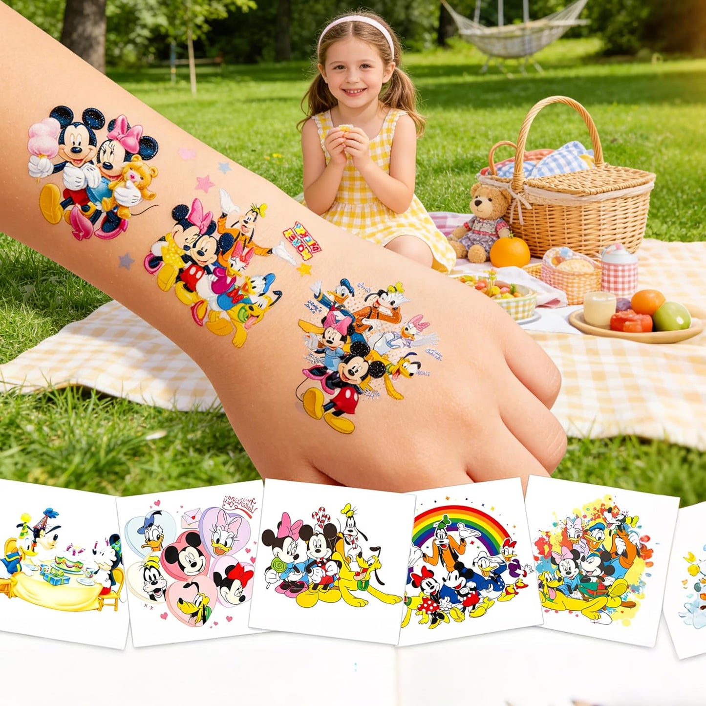Temporary Tattoo Stickers - 60 Count Mouse Theme | Removable Fake Tattoos for Kids' Parties