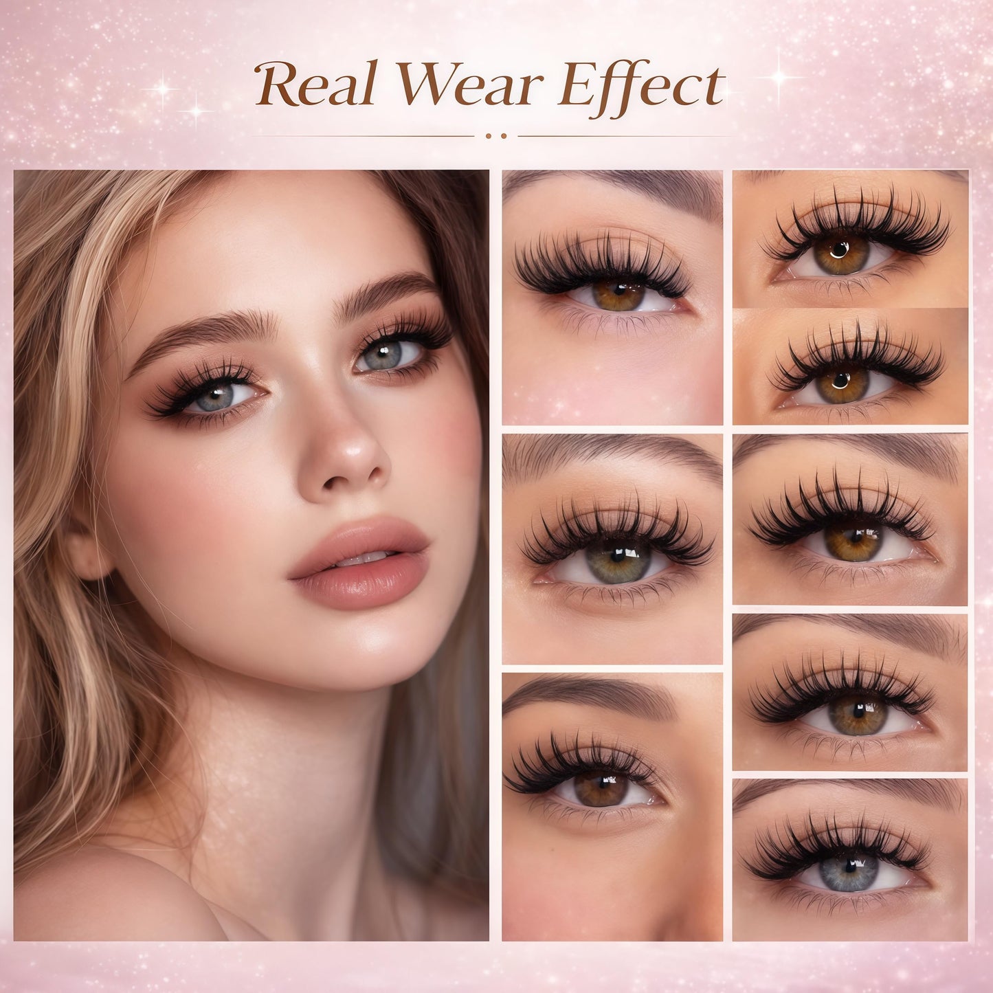 Manga Lash Clusters, 640 Pcs Eyelash Clusters Individual Lash Extension Kit D Curl Fluffy Wispy False Eyelashes Extensions Thin Band (50D+60D)