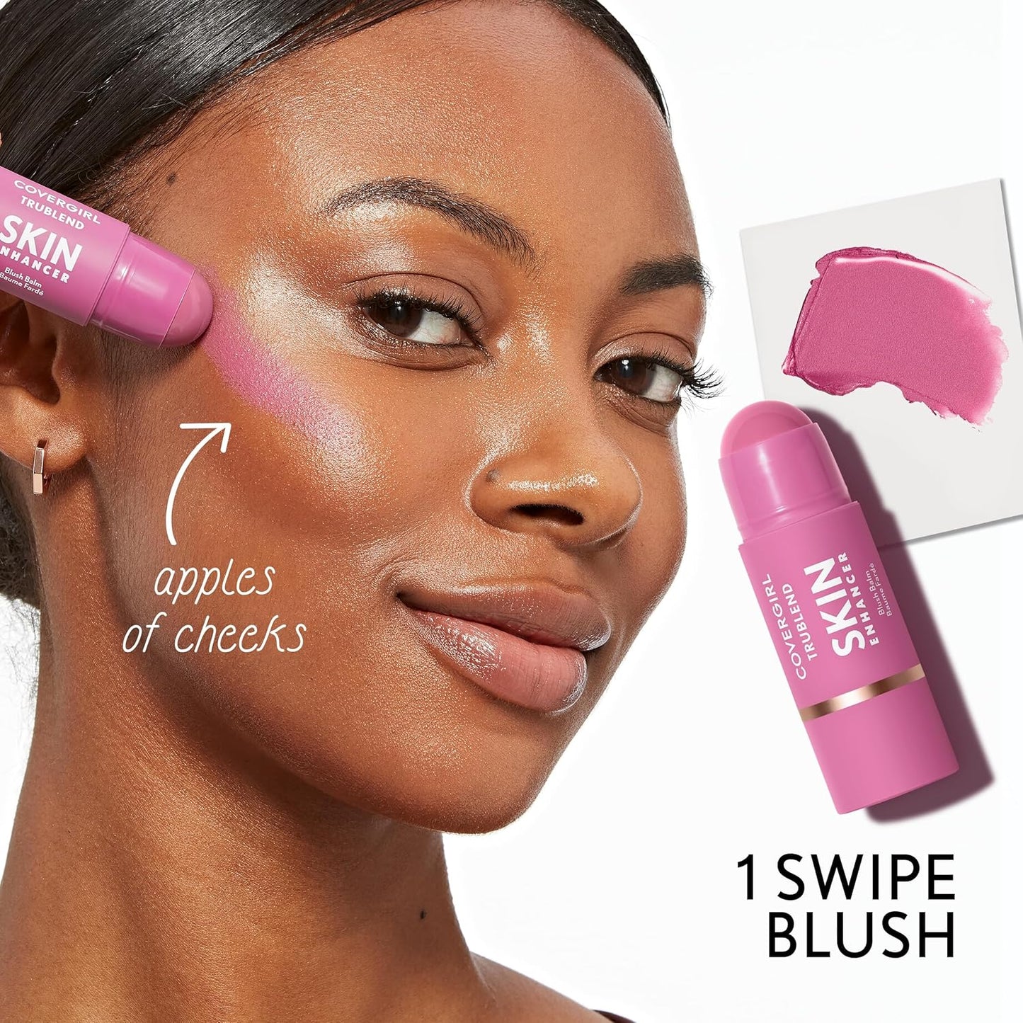 COVERGIRL Trublend Blush Balm Stick - Vegan Formula, Non-Greasy, Effortless Application | 200 Pink Sprinkle (Bright Pink)