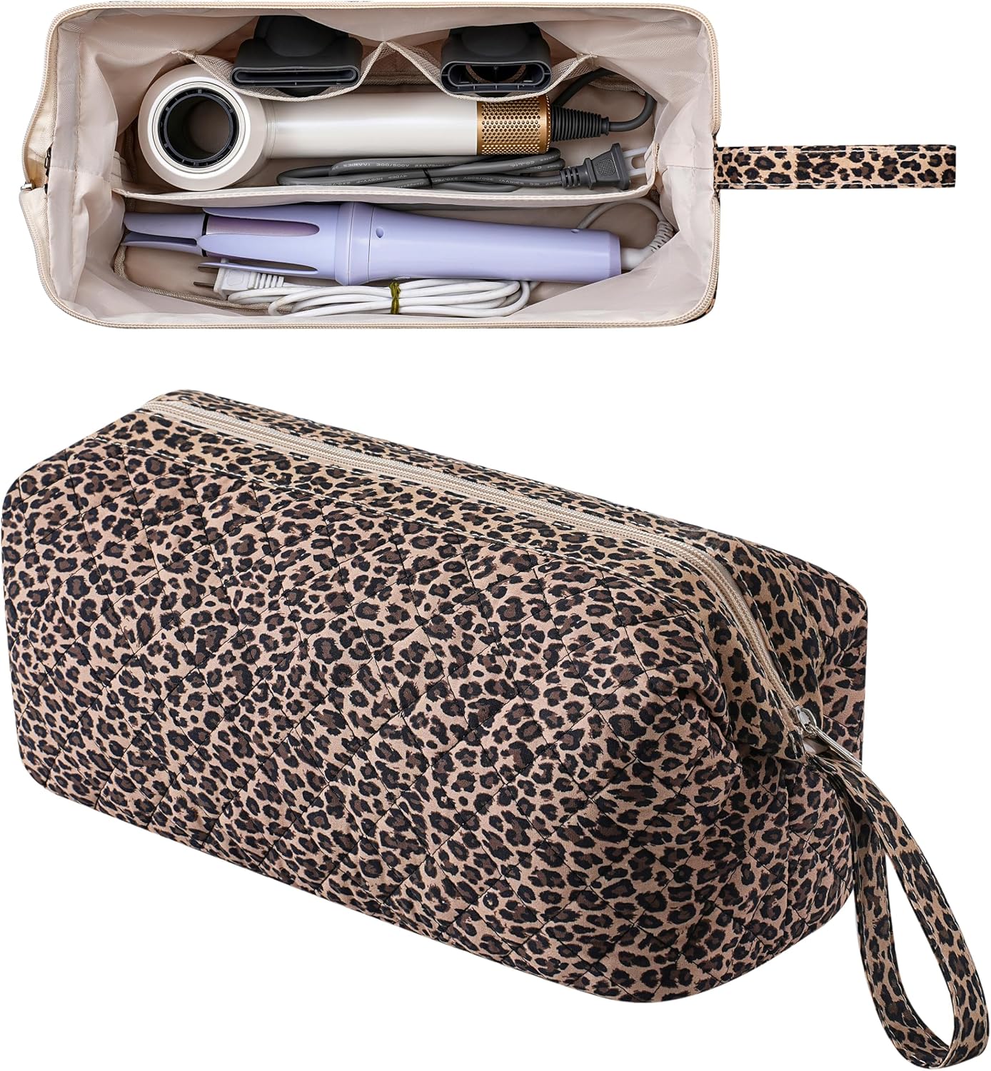 Large Quilted Hair Tools Travel Bag - Cute Dustproof Organizer for Hair Dryer & Curling Iron | Aesthetic Design