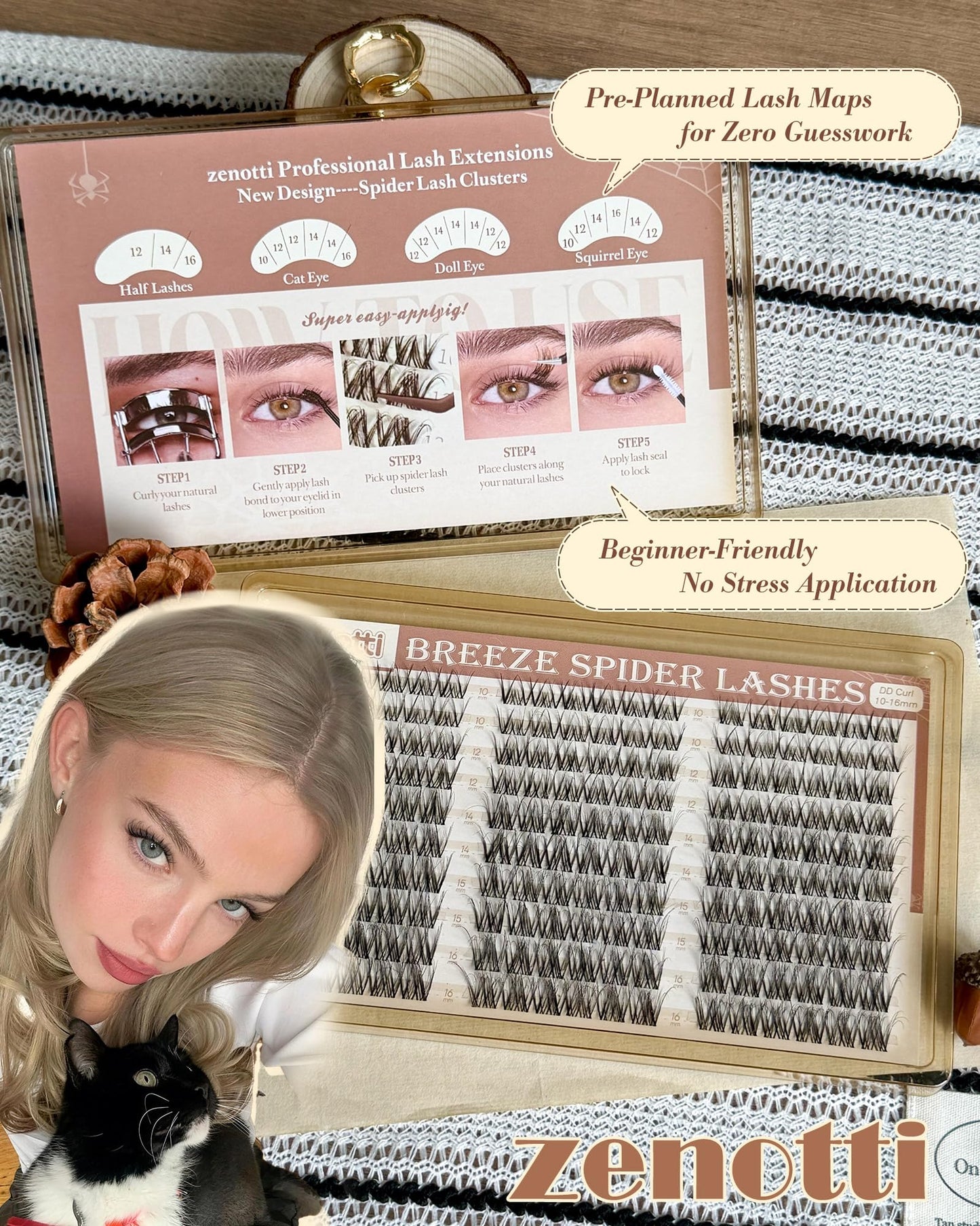 Spider Breeze Lash Clusters DD Curl 180PCS Natural Eyelash Clusters Wispy Cluster Eyelash Extensions Breeze Venus Lashes Cluster with Invisible Band Kim K Style Eyelash Extensions by zenotti
