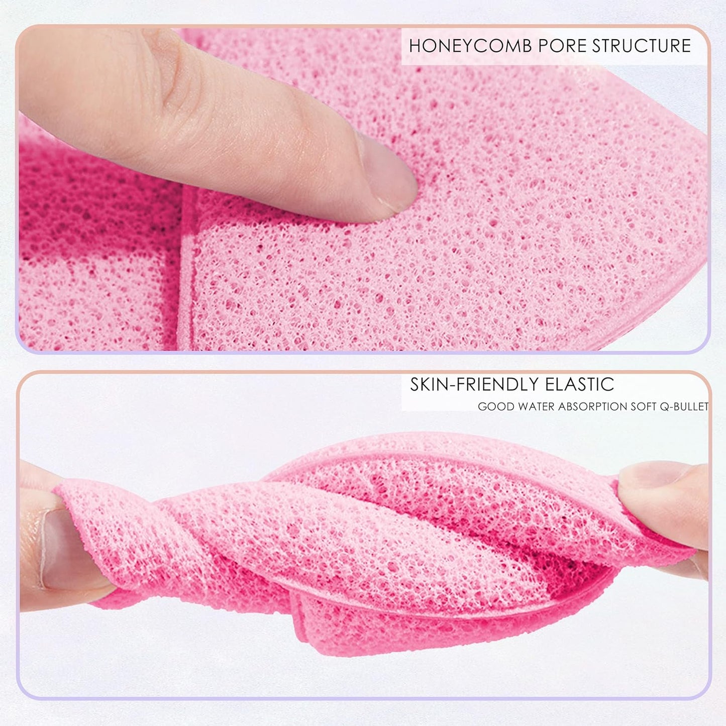 Gentle Facial Sponges - 2 Pack Reusable Exfoliating Scrubbers for Makeup Removal & Daily Cleansing | Pink