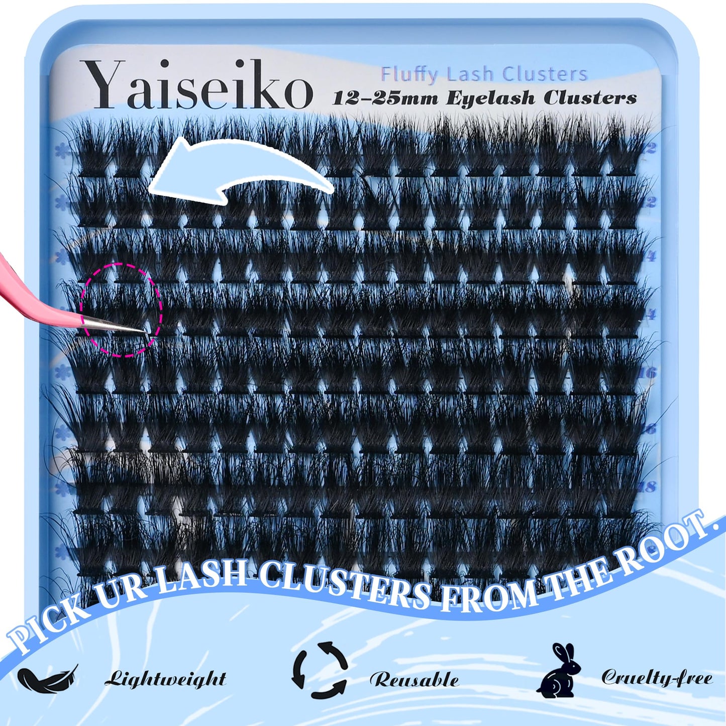 Lash Clusters 140D Thick Eyelash Clusters 12-25mm Wispy Individual Mega Volume Lashes D Curl Long Cluster Eyelash Extensions 256Pcs DIY Lash Extension at Home, by Yaiseiko(Plant Fiber)