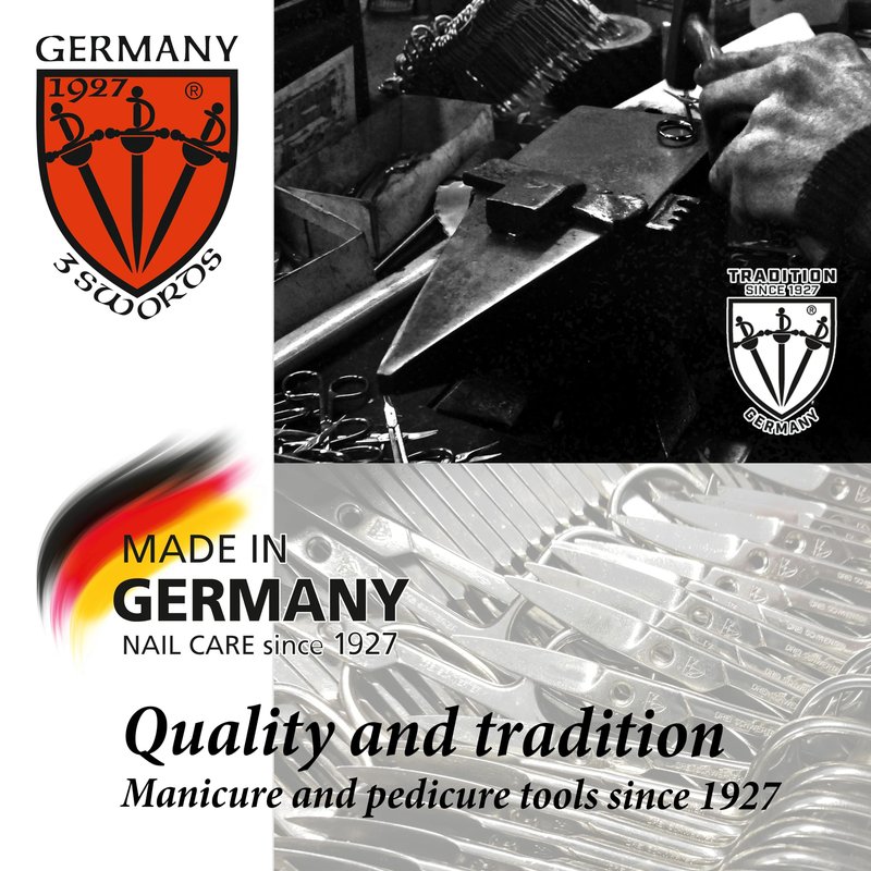3 Swords Germany - brand quality STAINLESS STEEL INOX CURVED CUTICLE TOWERPOINT SCISSORS (1 PIECE) with case for manicure pedicure - nail care by 3 Swords - Made in Germany