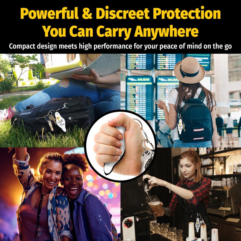 MUNIO Self Defense Keychain – Lightweight, Stylish & Portable Safety Tool for Women & Men – Non-Lethal Kubotan, Easy to Use, TSA Approved – Made in USA – Faith Over Fear Design