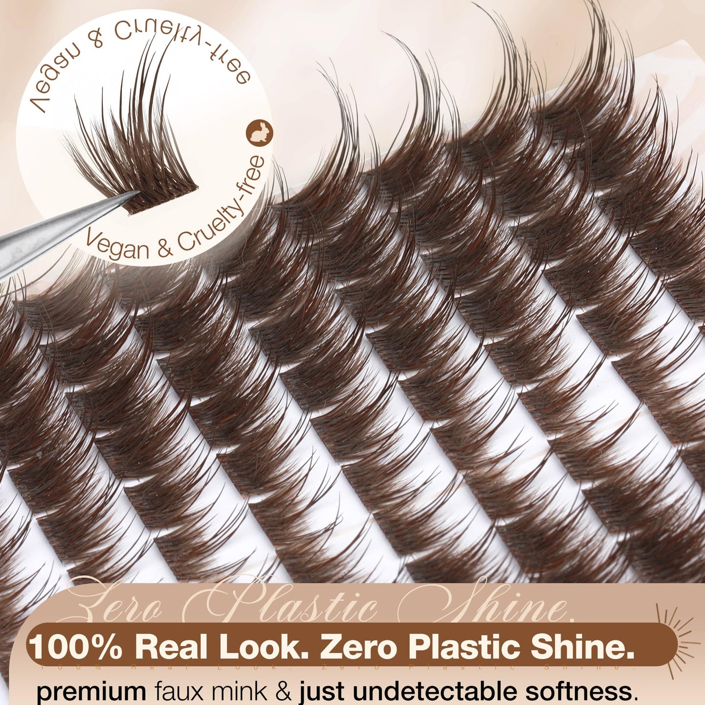 Mavphnee Brown Lash Clusters Wispy Fox Eye Eyelash Clusters Pre-Mapped 9-16MM Cluster Eyelash Extensions with Flexible Band & CC+L Curve Natural Individual Lashes For Soft Vibe