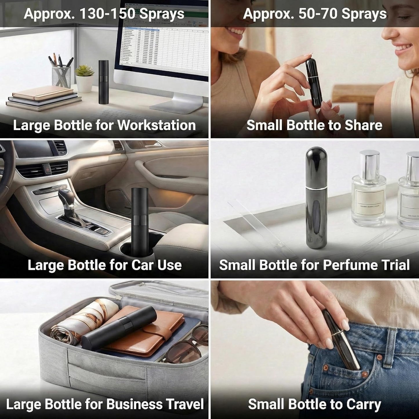 Refillable Perfume Travel Spray Bottle Set - 8ml & 5ml Mini Atomizers | Portable Cologne Dispenser for Men & Women (9 Pcs)