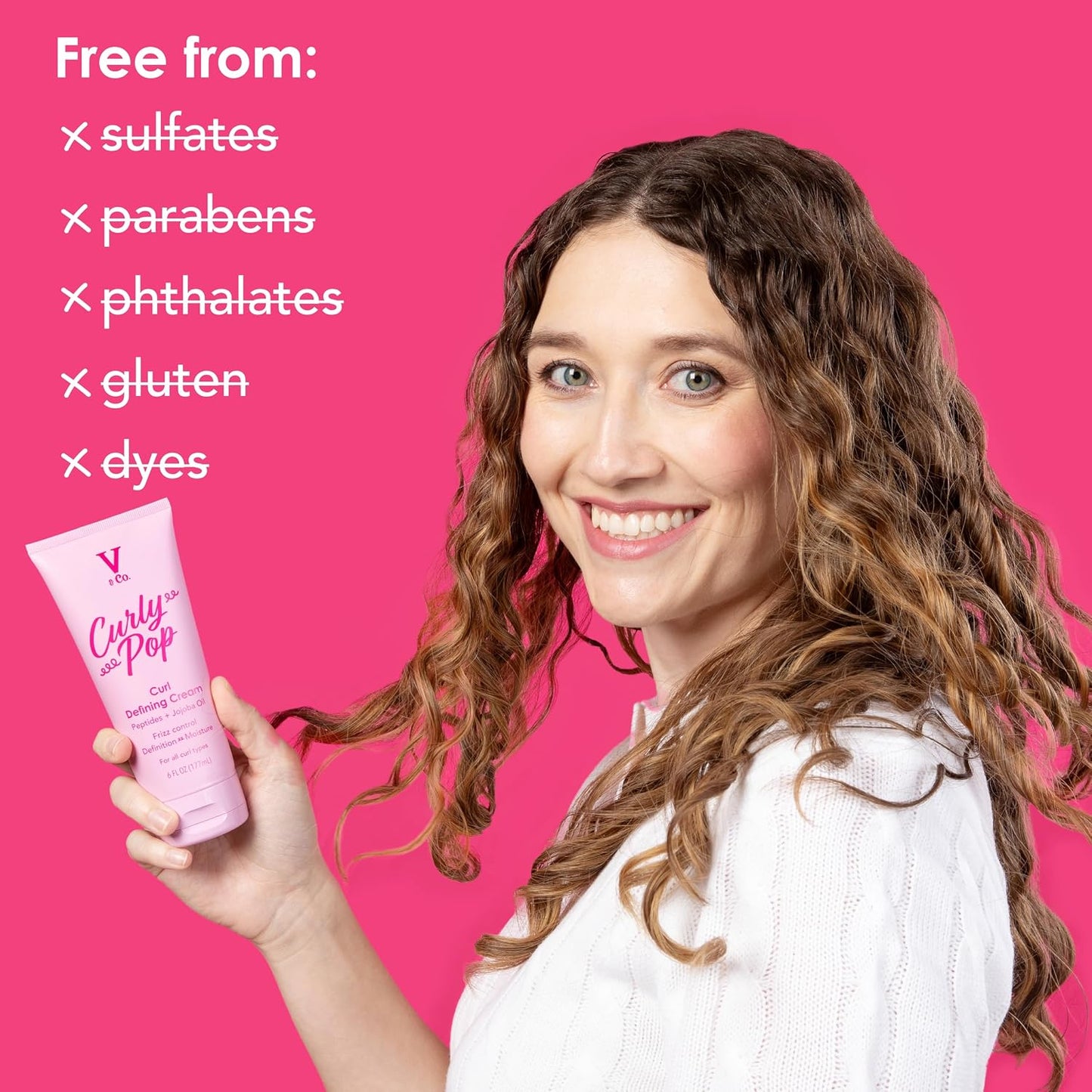 Curly Pop Curl Defining Cream - Anti-Frizz Moisturizing Hair Care with Peptides & Jojoba Oil | 6 oz