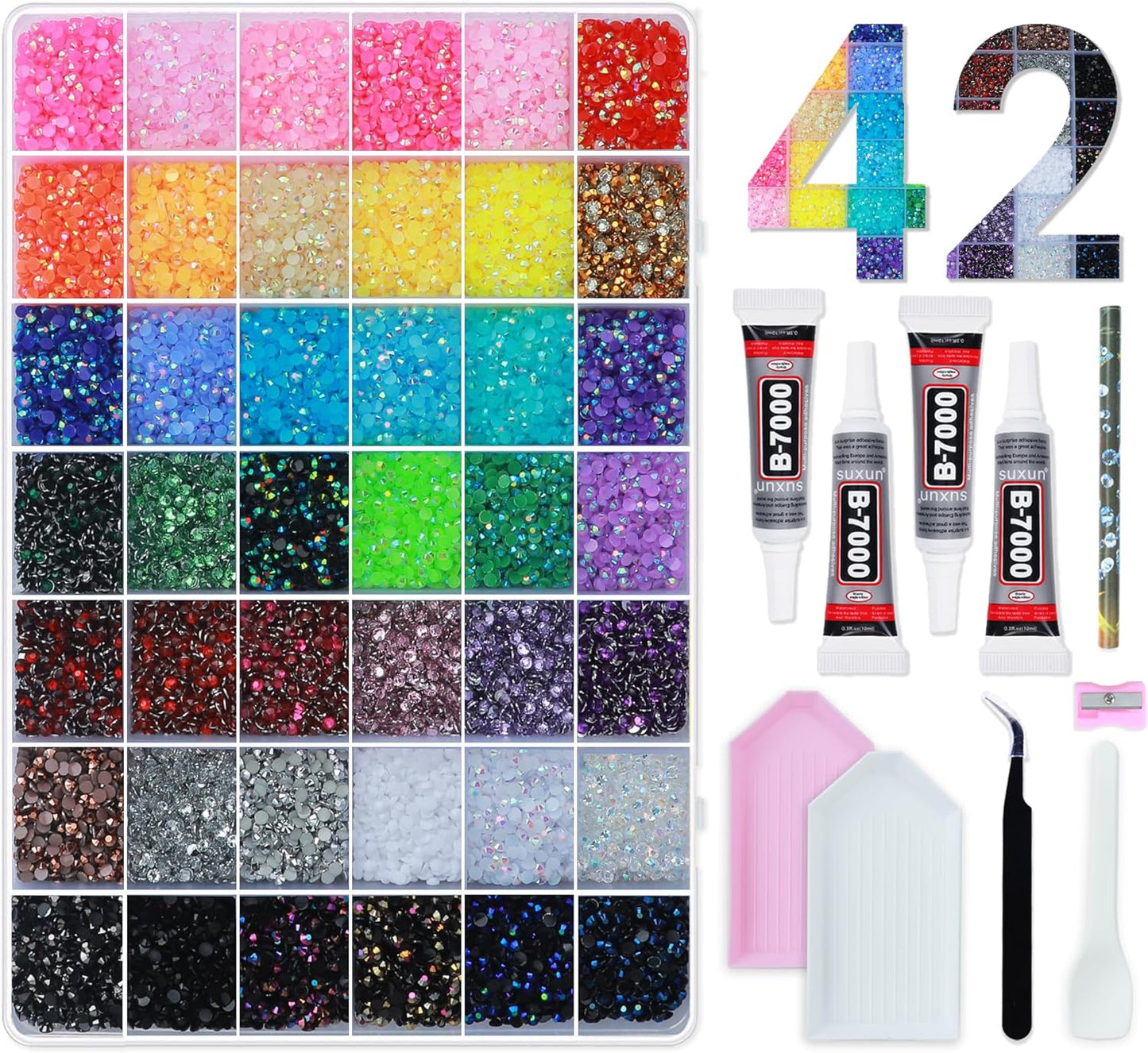 Rhinestones for Bedazzling - 40,000 Pcs 3mm Multicolor Flatback Gems & Tools | DIY Crafts Kit