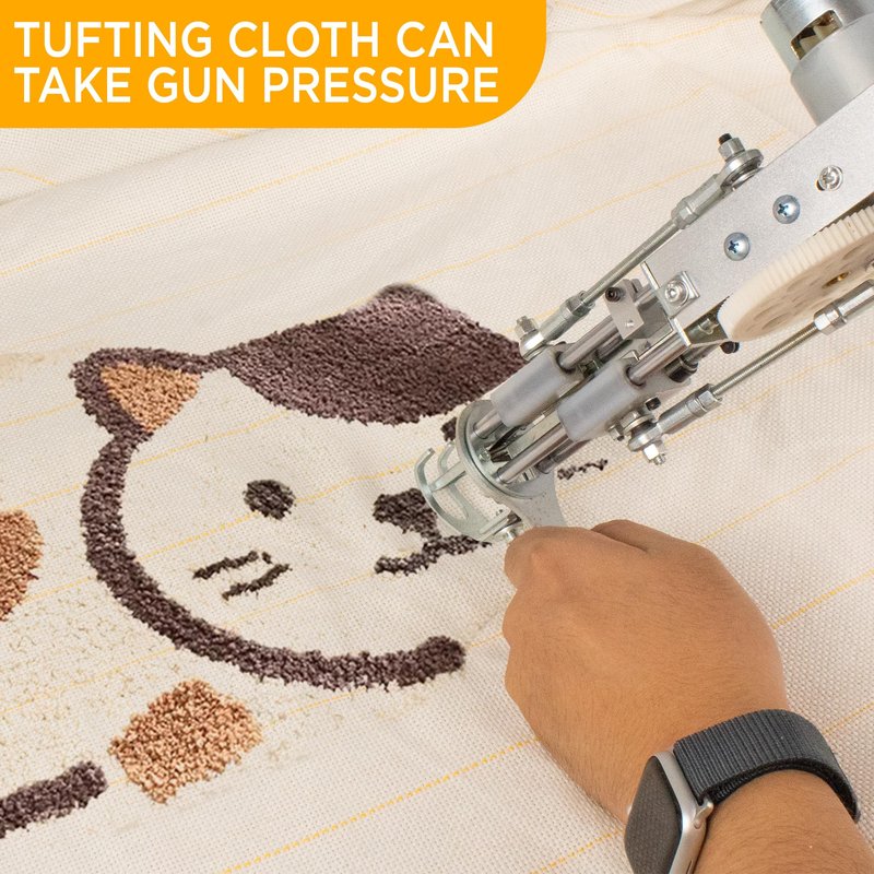 80” x 80” Large Tufting Cloth for Tufting Gun, Primary Tufting Cloth with Marked Lines, Durable Monks Cloth for Punch Needle, Edges Sewn for DIY Crafts
