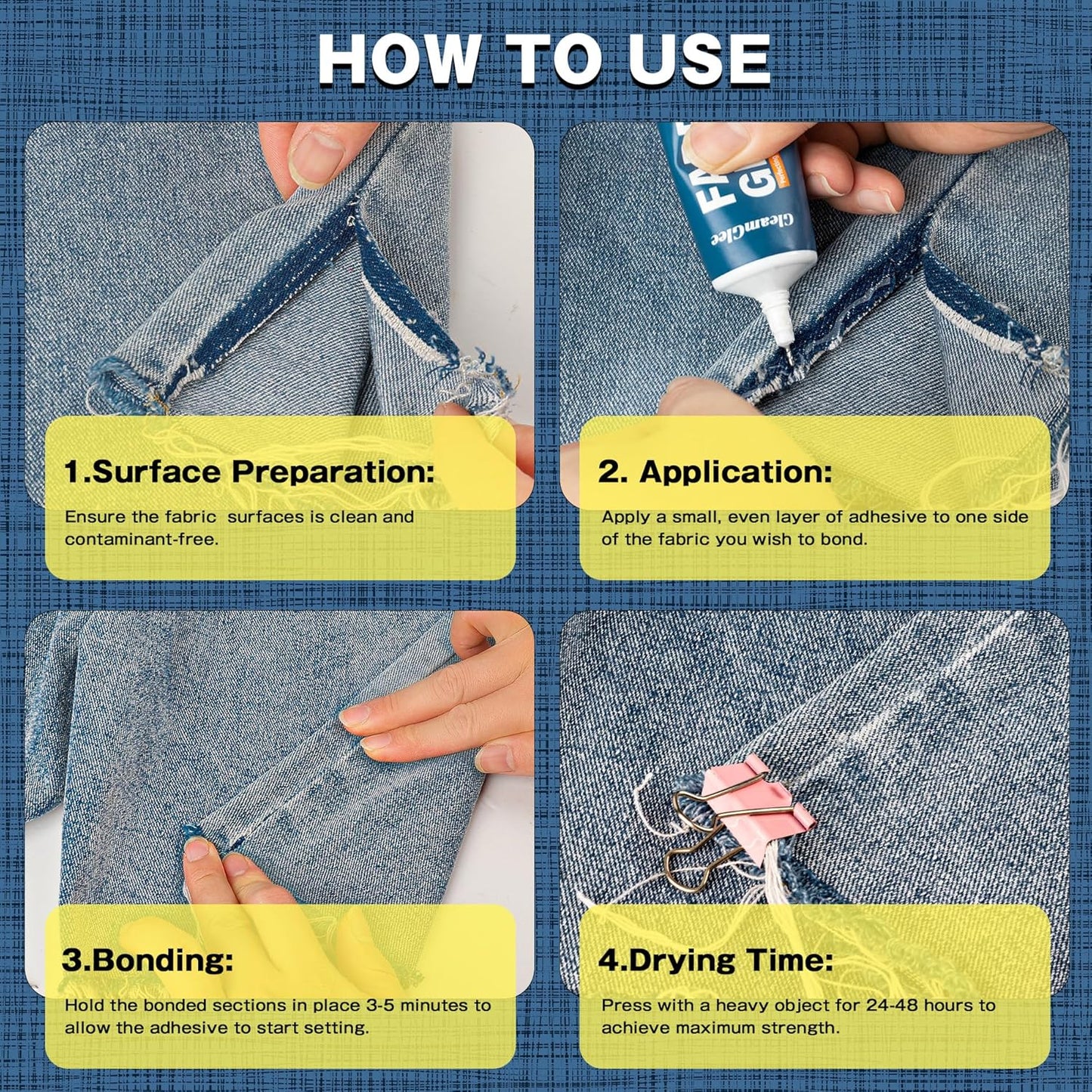 Permanent Fabric Glue - Extra Strong Washable Adhesive for Clothing Repairs, Crafts & Upholstery | 100ml (3.38 oz)